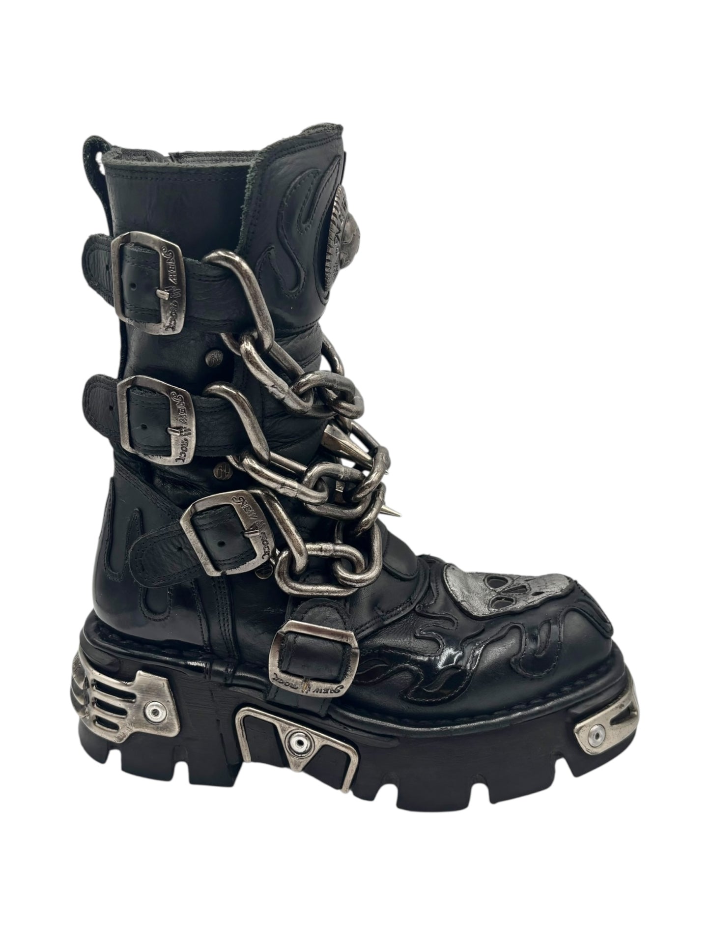 Vintage New Rock M-727-S1 chained leather boots size 36