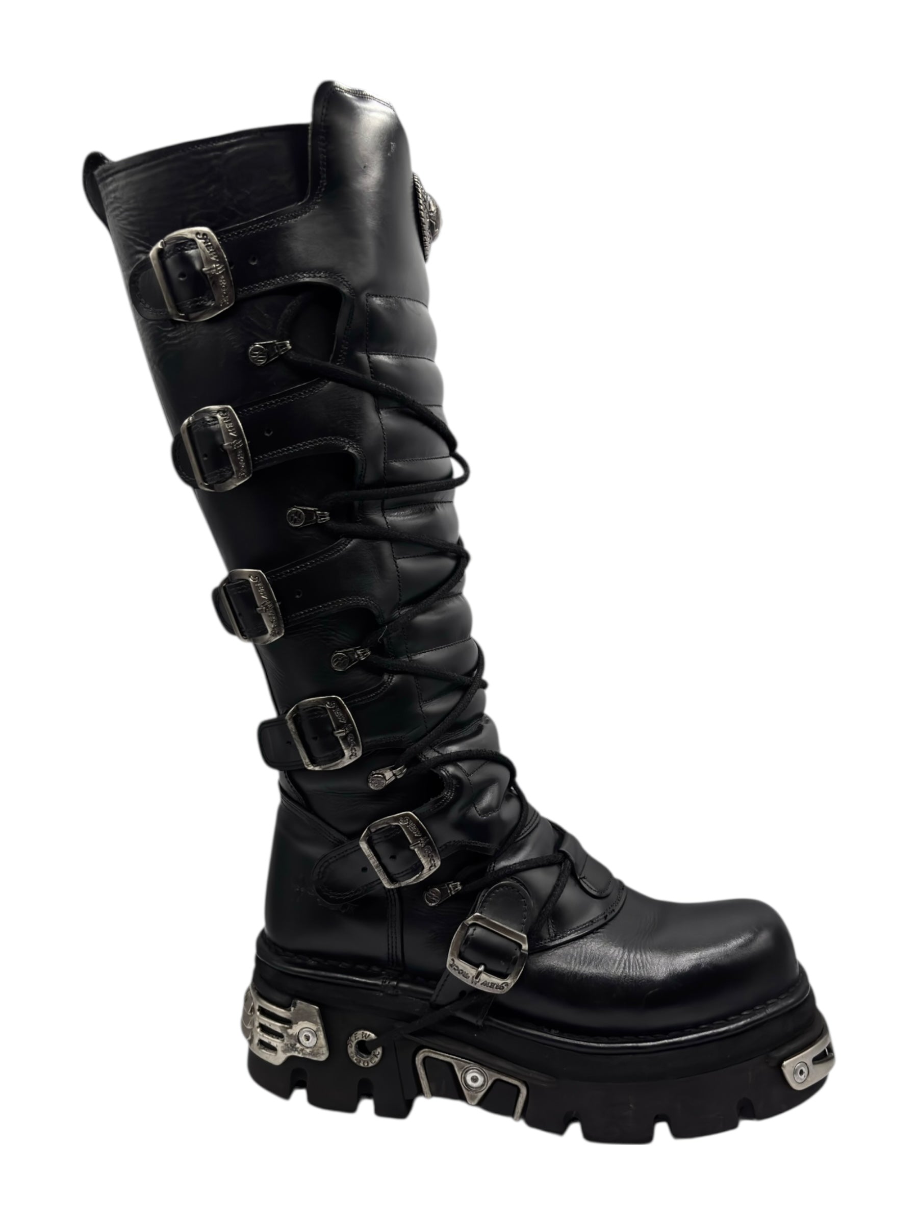 Vintage New Rock knee high reactor leather boots size 41