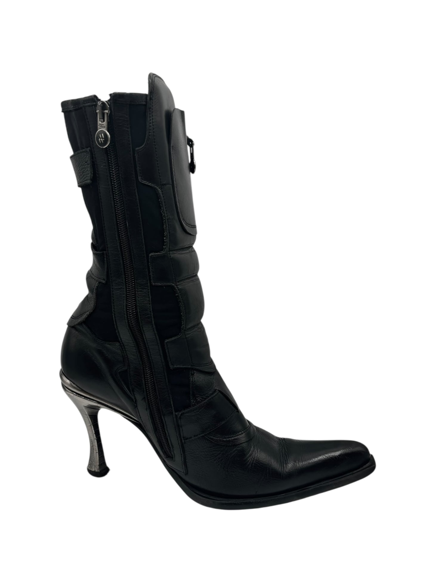 Vintage New Rock pointy biker heels size 40