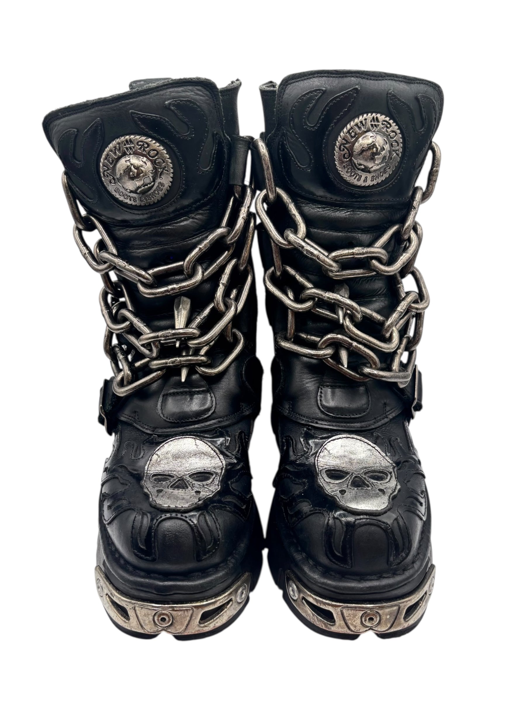 Vintage New Rock M-727-S1 chained leather boots size 36
