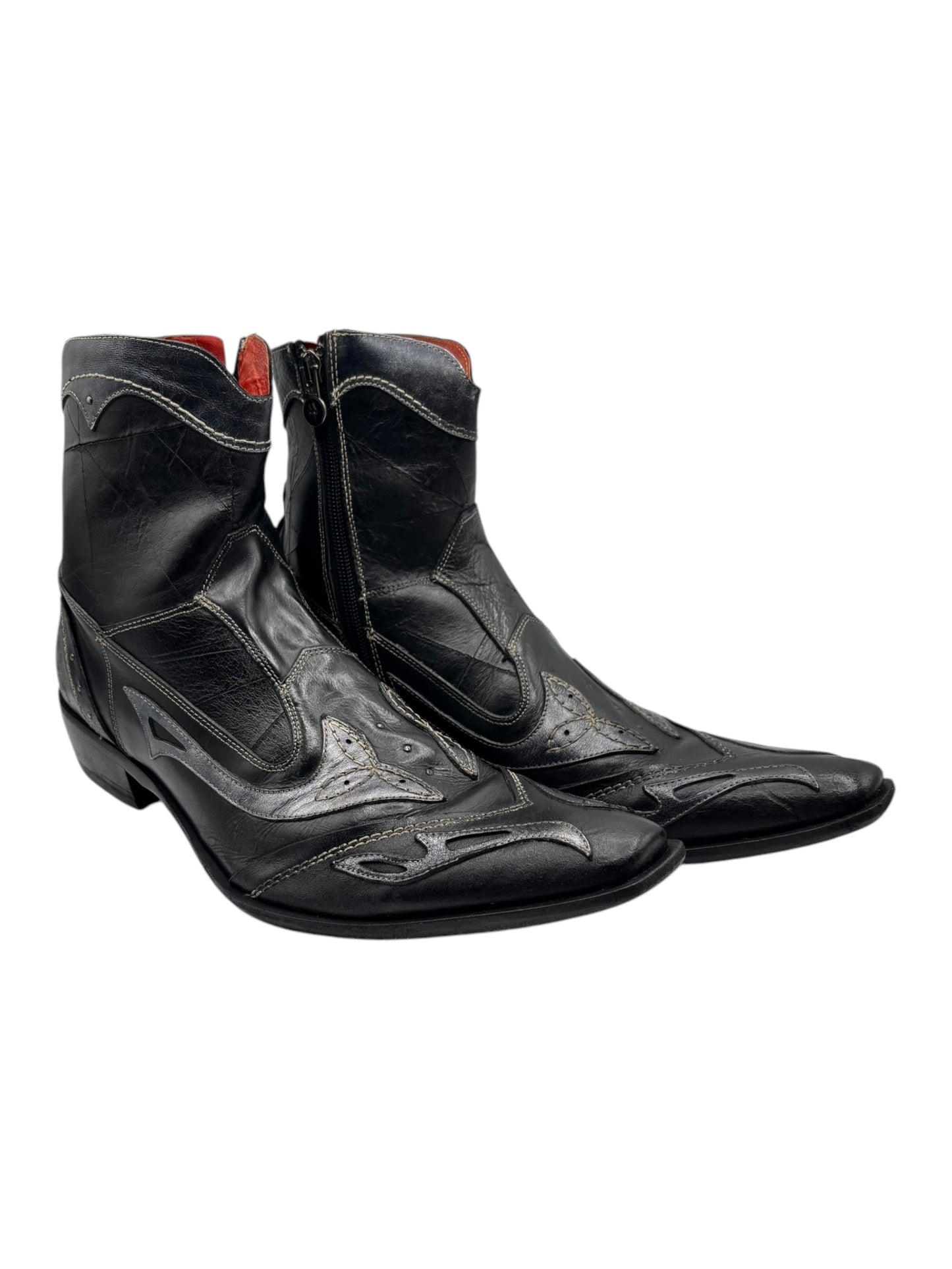 Vintage New Rock black leather cowboy boots size 43