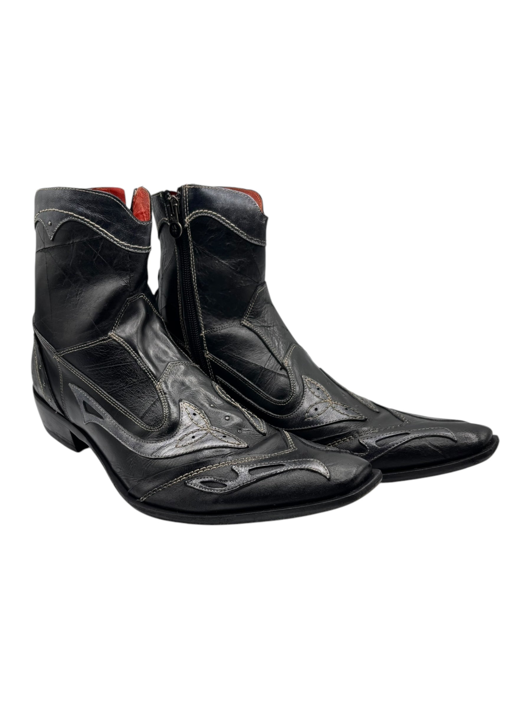 Vintage New Rock black leather cowboy boots size 43