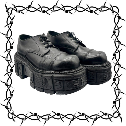Vintage New Rock techno leather platform boots size 43