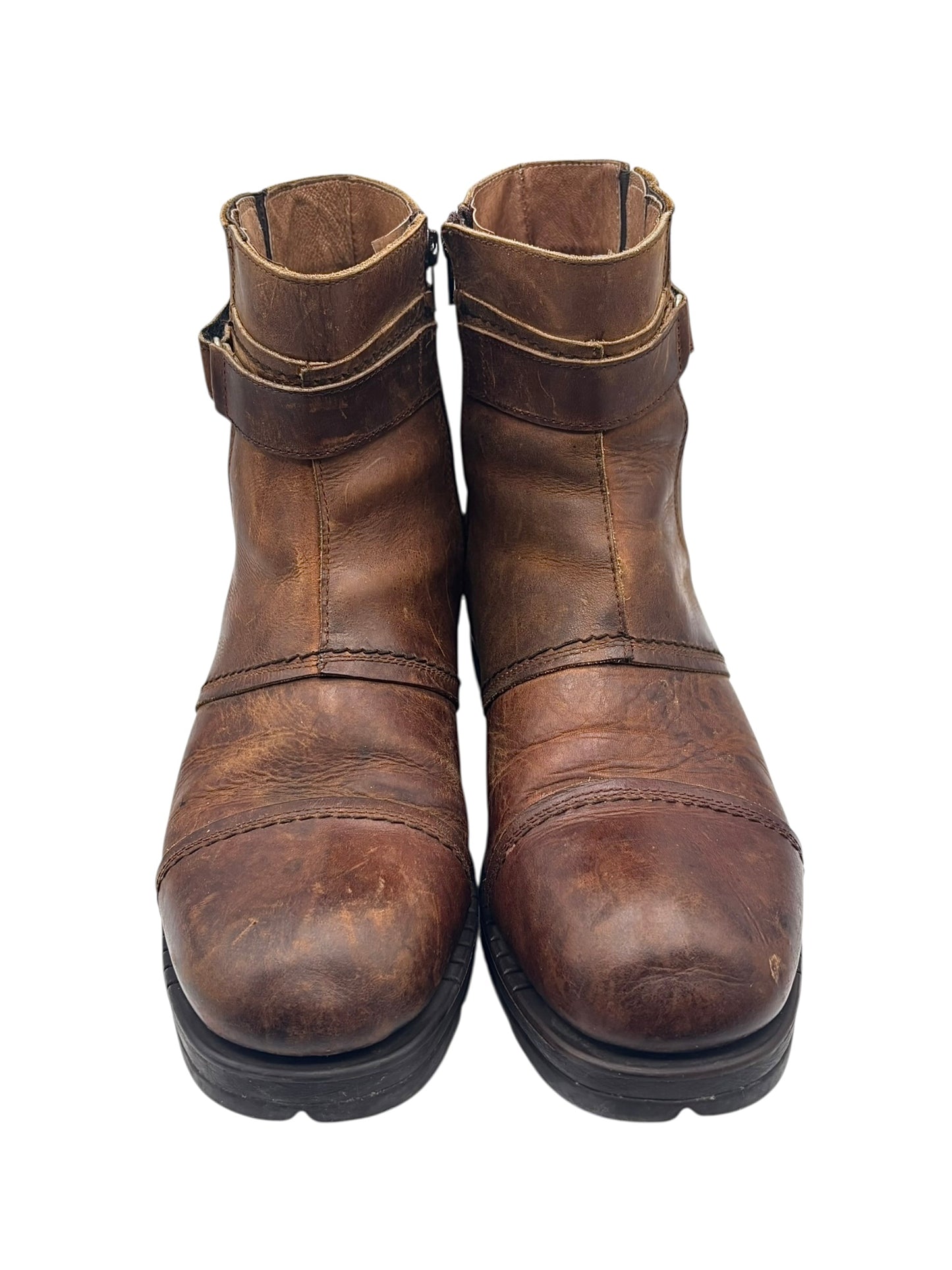 Vintage New Rock brown hand-made leather motorcycle boots. size 43