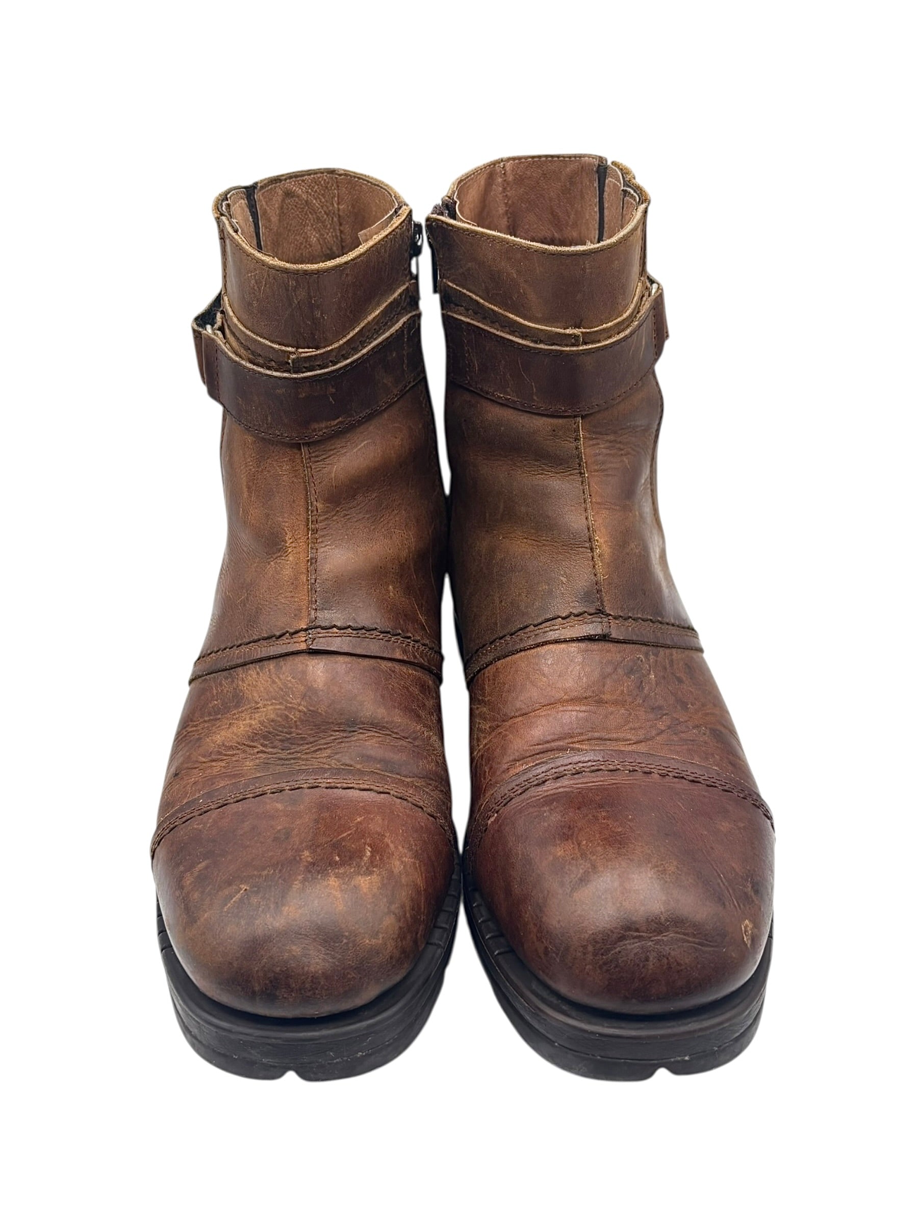 Vintage New Rock brown hand-made leather motorcycle boots. size 43