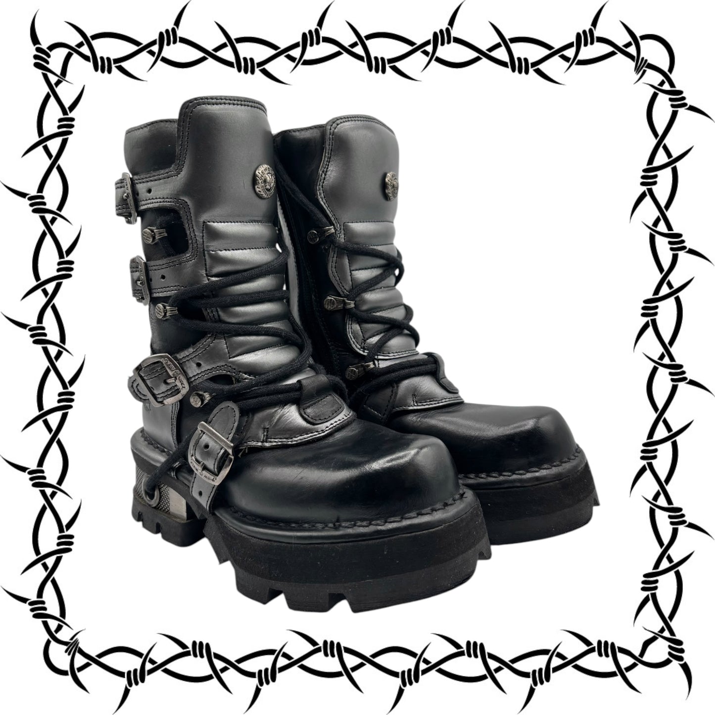 Vintage New Rock leather mid-calf boots size 39