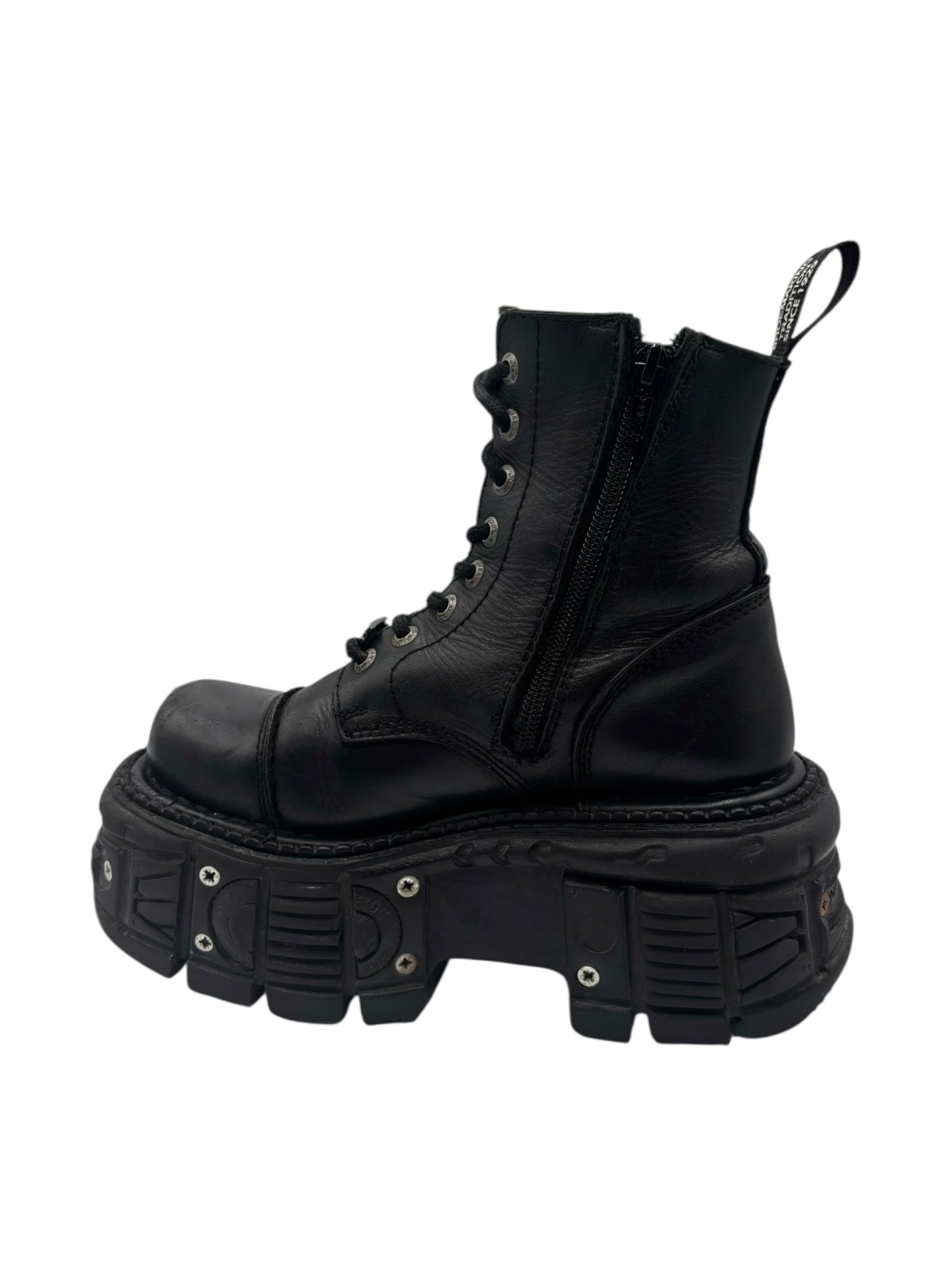 New Rock techno lace-up leather platform boots size 36