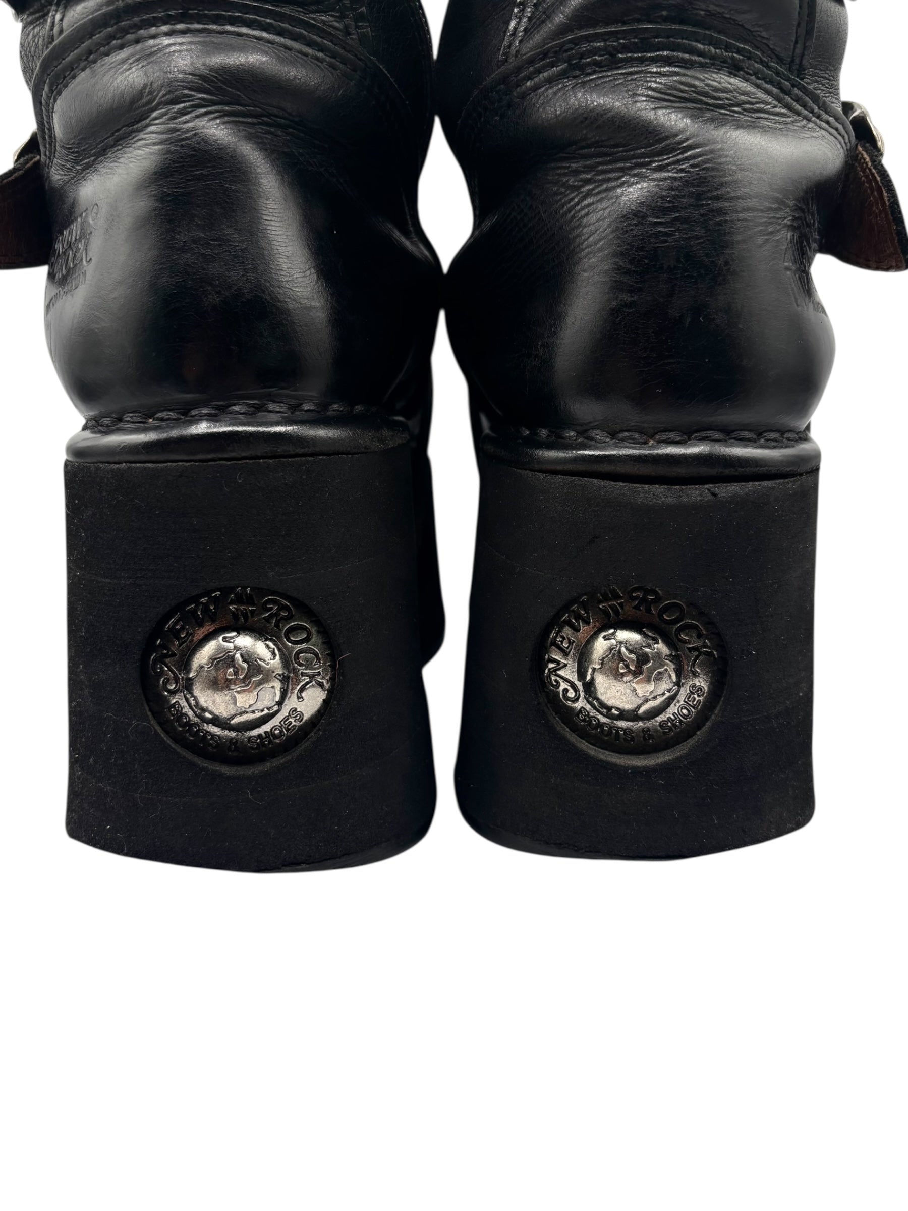 Vintage 90s New Rock mid-calf leather Neptuno platform boots size 40