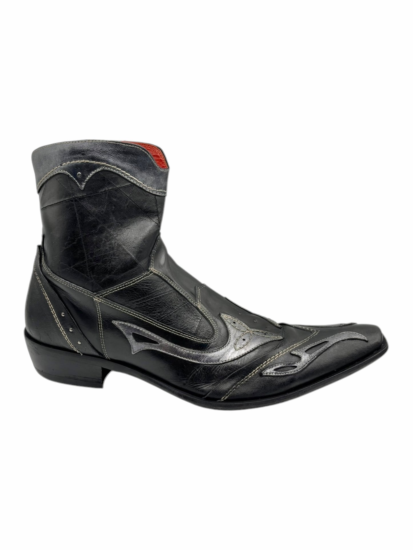 Vintage New Rock black leather cowboy boots size 43