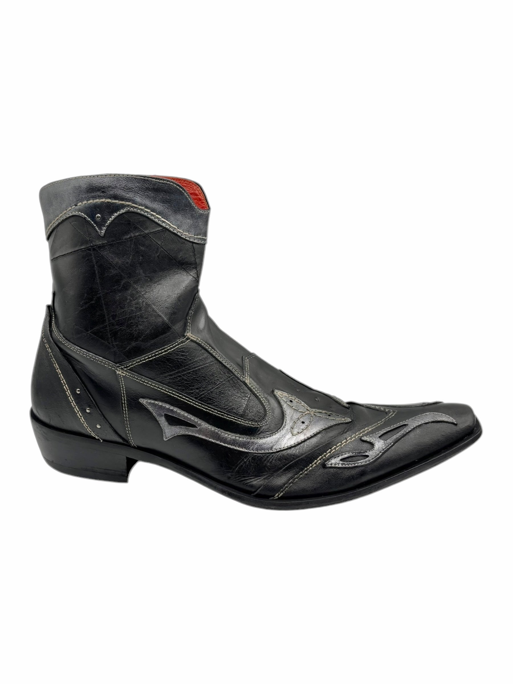 Vintage New Rock black leather cowboy boots size 43