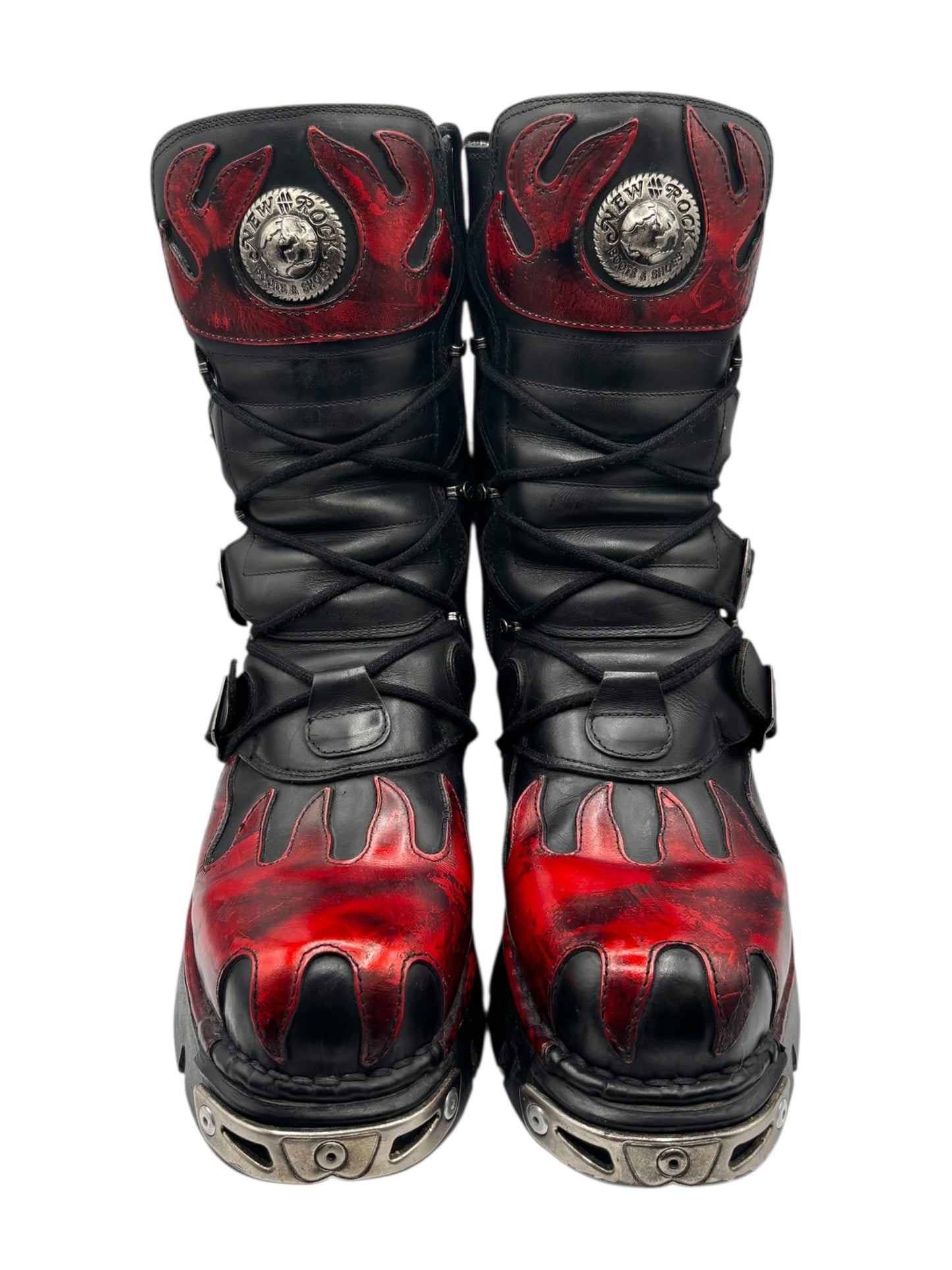 Rare vintage New Rock ruby red reactor leather boots size 38