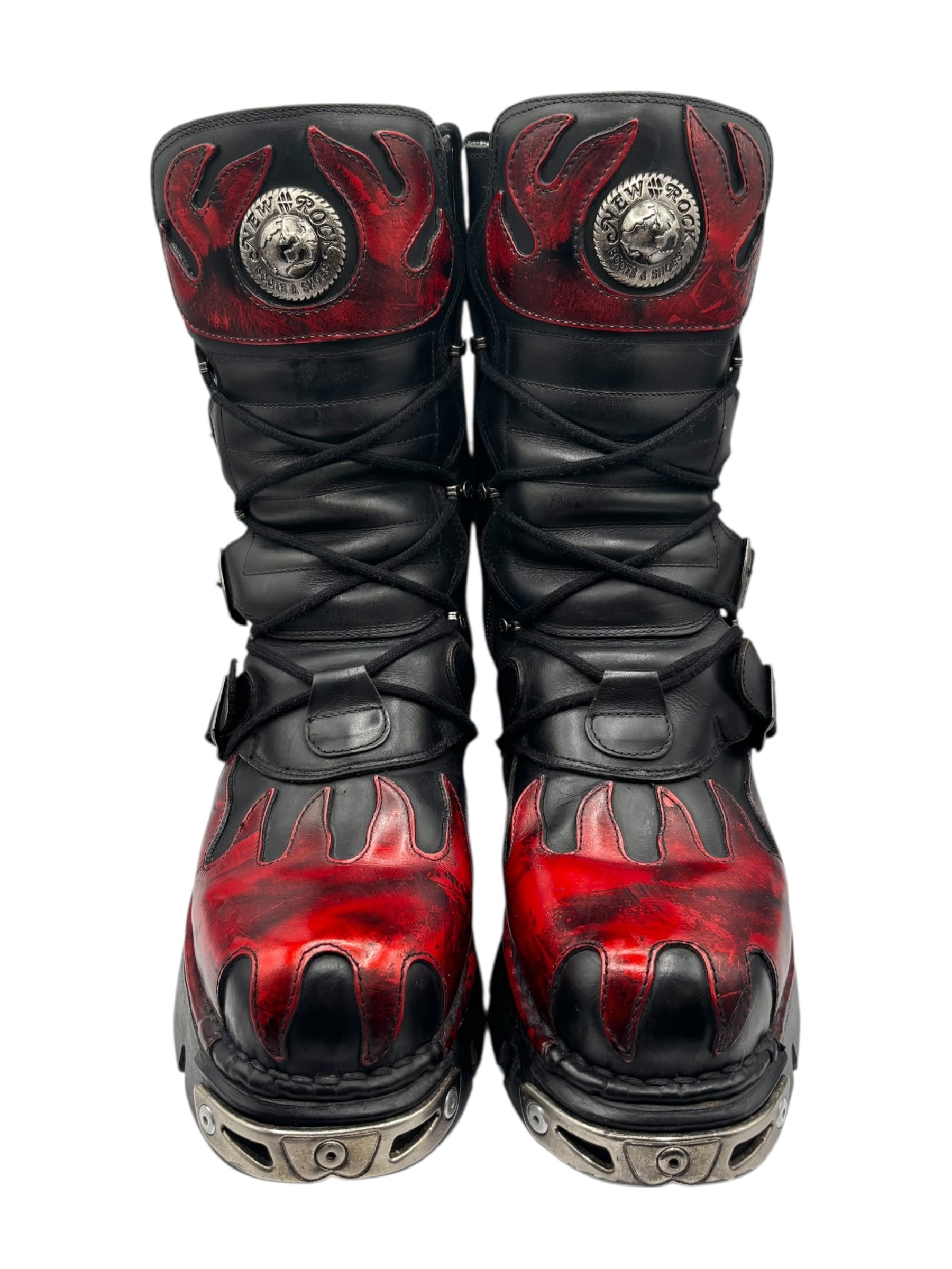 Rare vintage New Rock ruby red reactor leather boots size 38