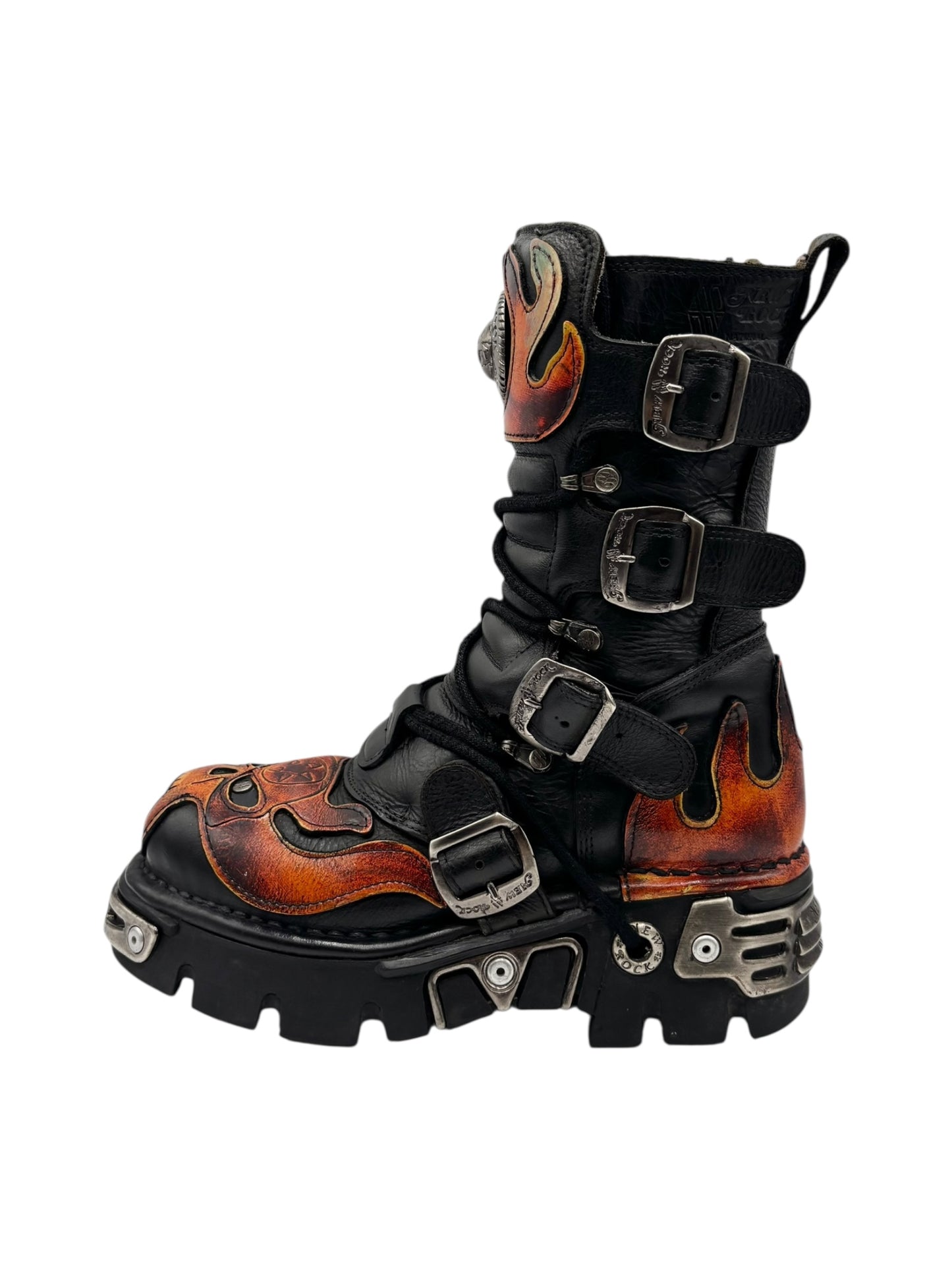Vintage New Rock mid-calf flame reactor boots size 38