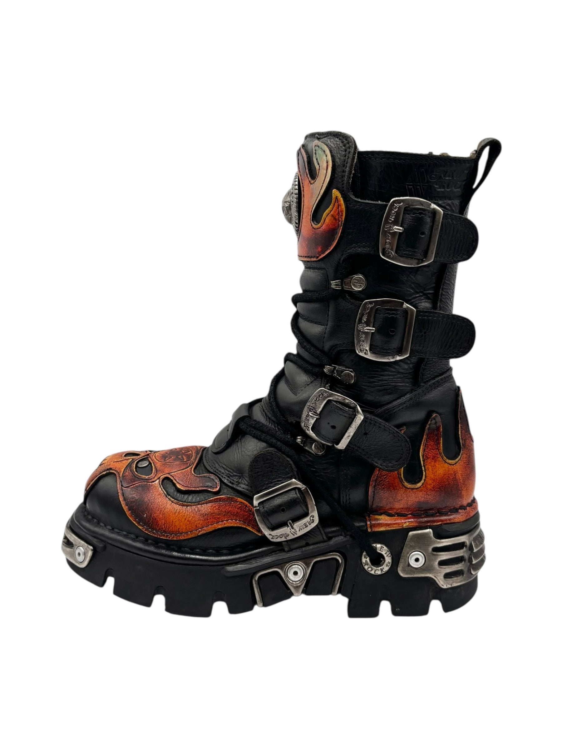 Vintage New Rock mid-calf flame reactor boots size 38