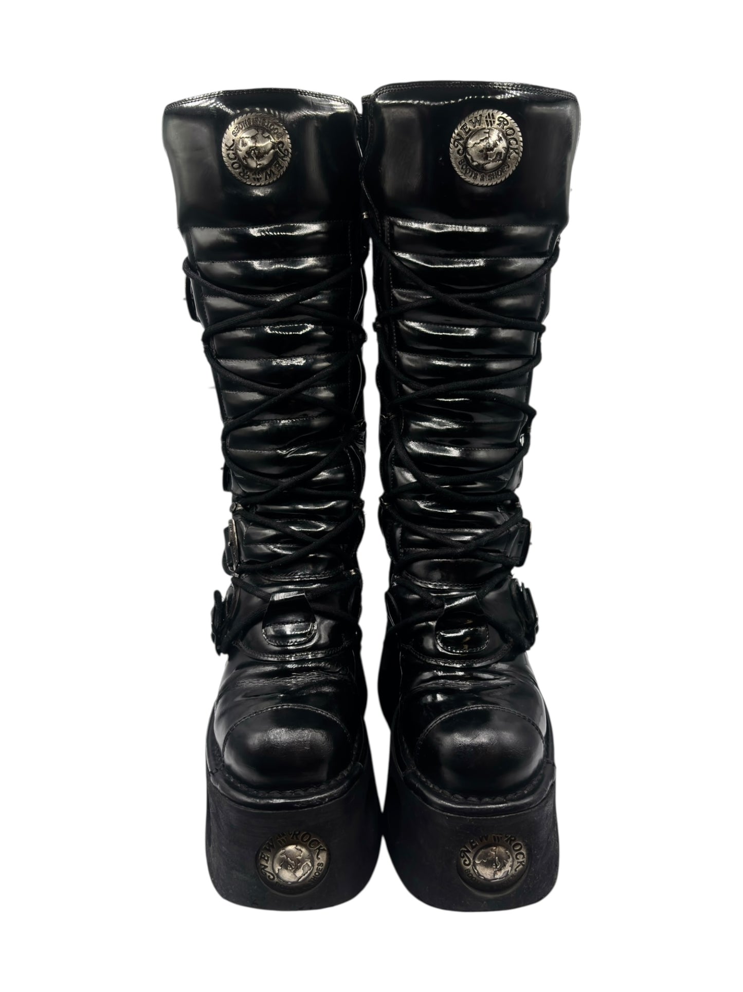 Vintage New Rock knee high neptuno leather boots size 38