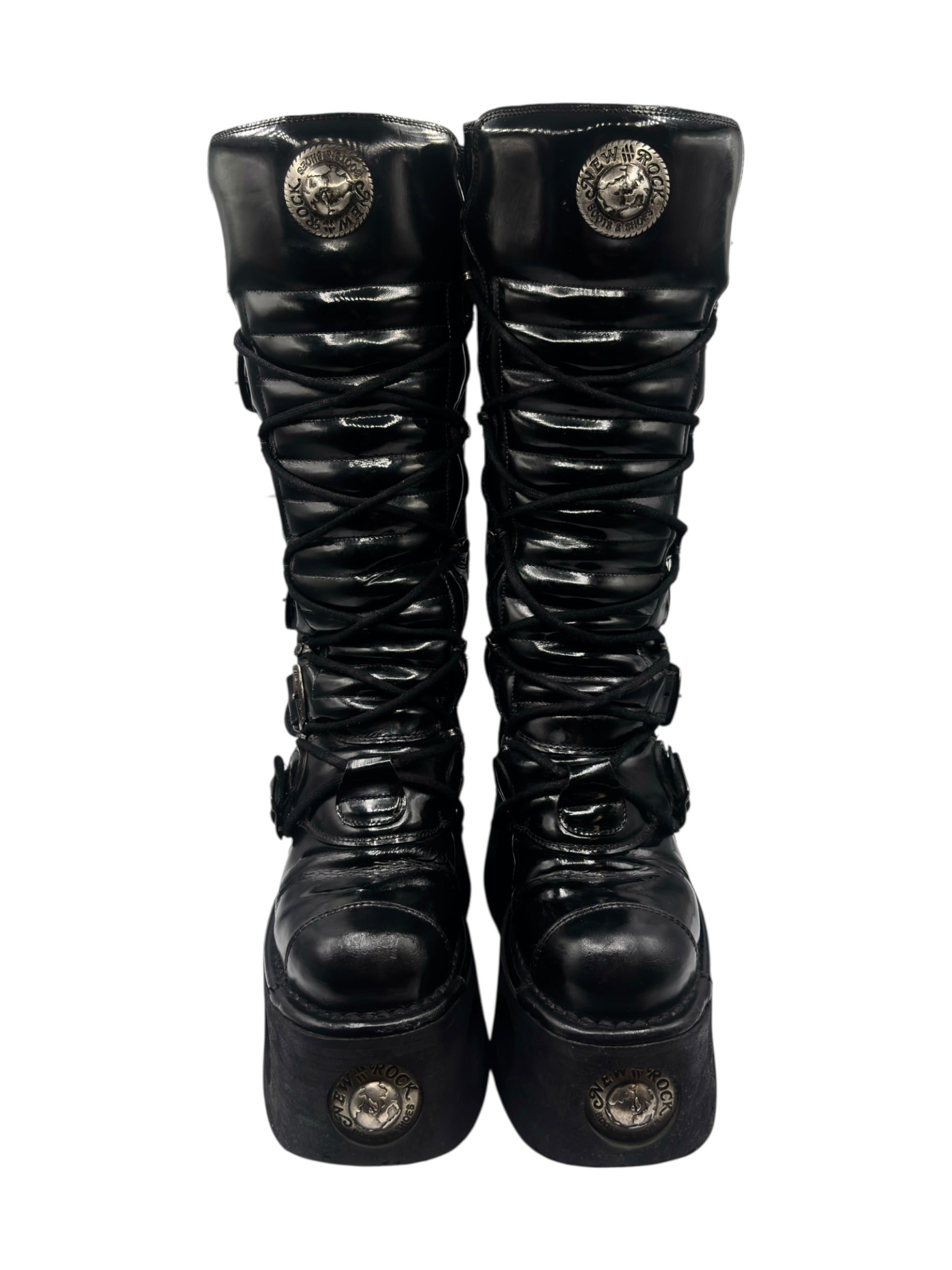 Vintage New Rock knee high neptuno leather boots size 38