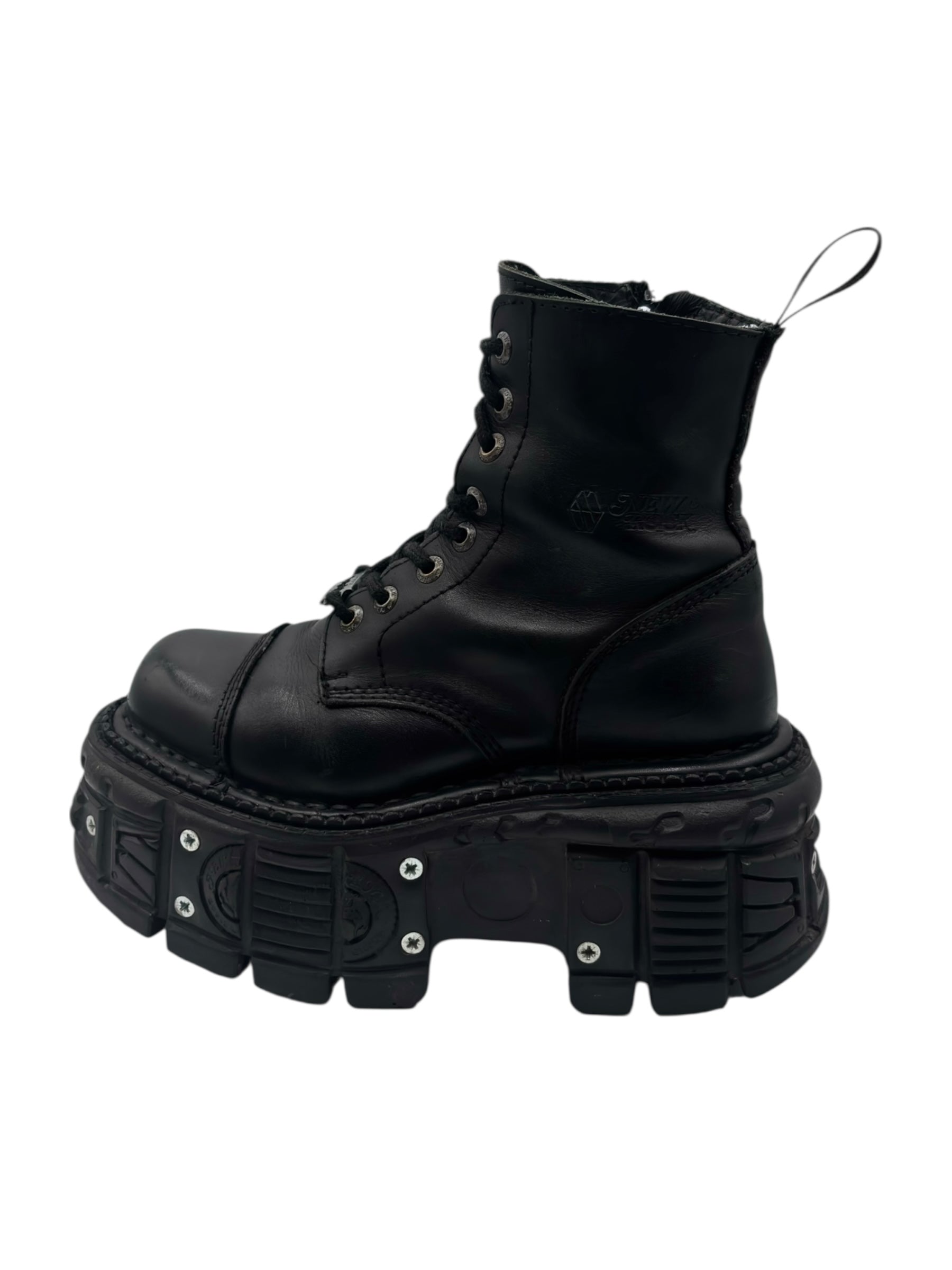 New Rock techno lace-up leather platform boots size 36