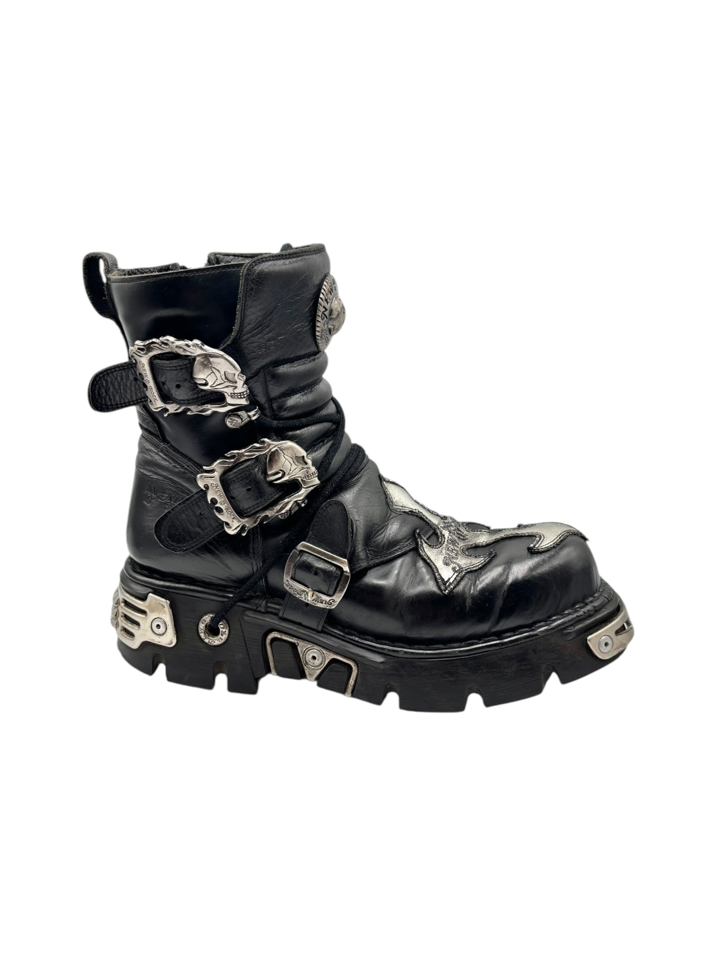 Vintage New Rock cross reactor leather platform boots size 43