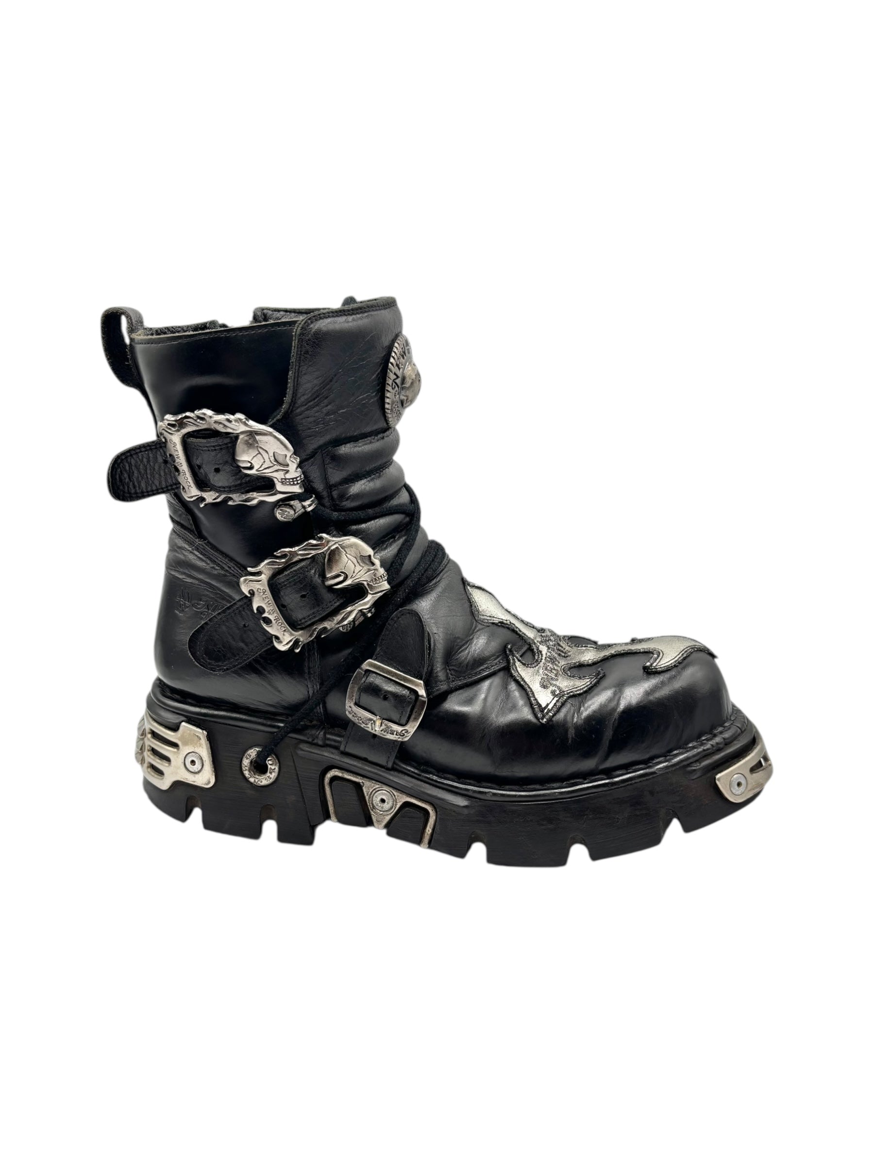 Vintage New Rock cross reactor leather platform boots size 43
