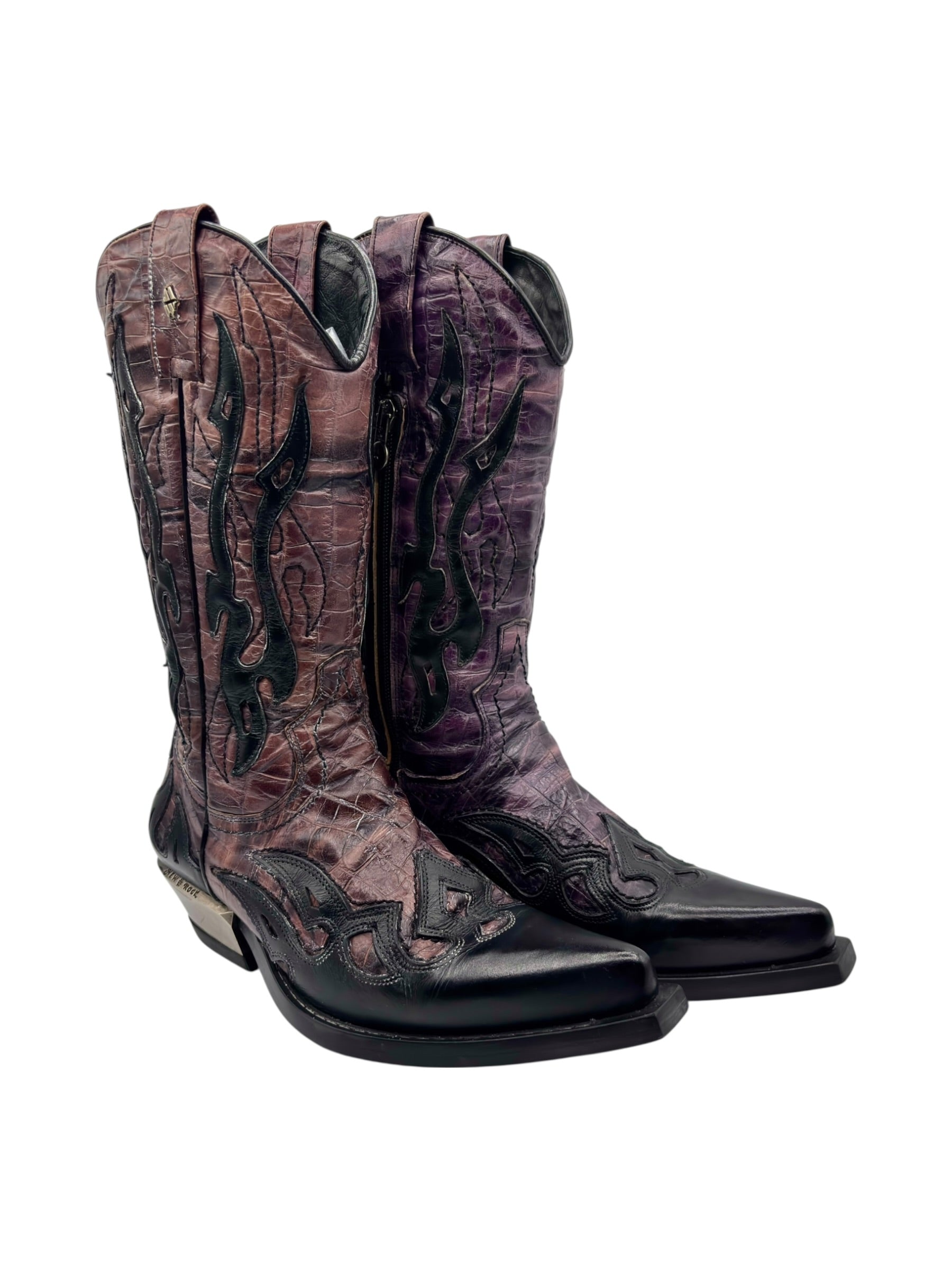 Vintage New Rock purple flame cowboy boots size 37