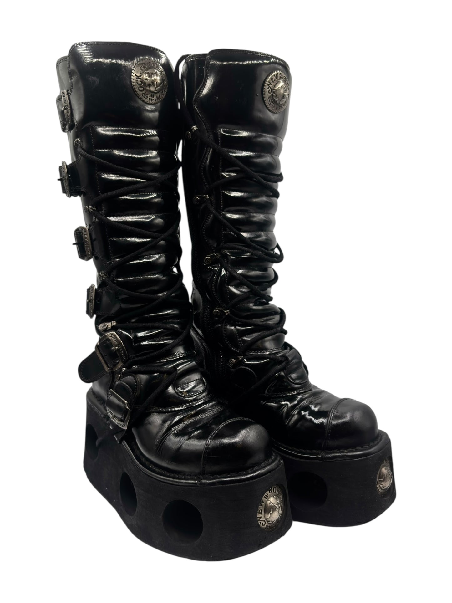 Vintage New Rock knee high neptuno leather boots size 38