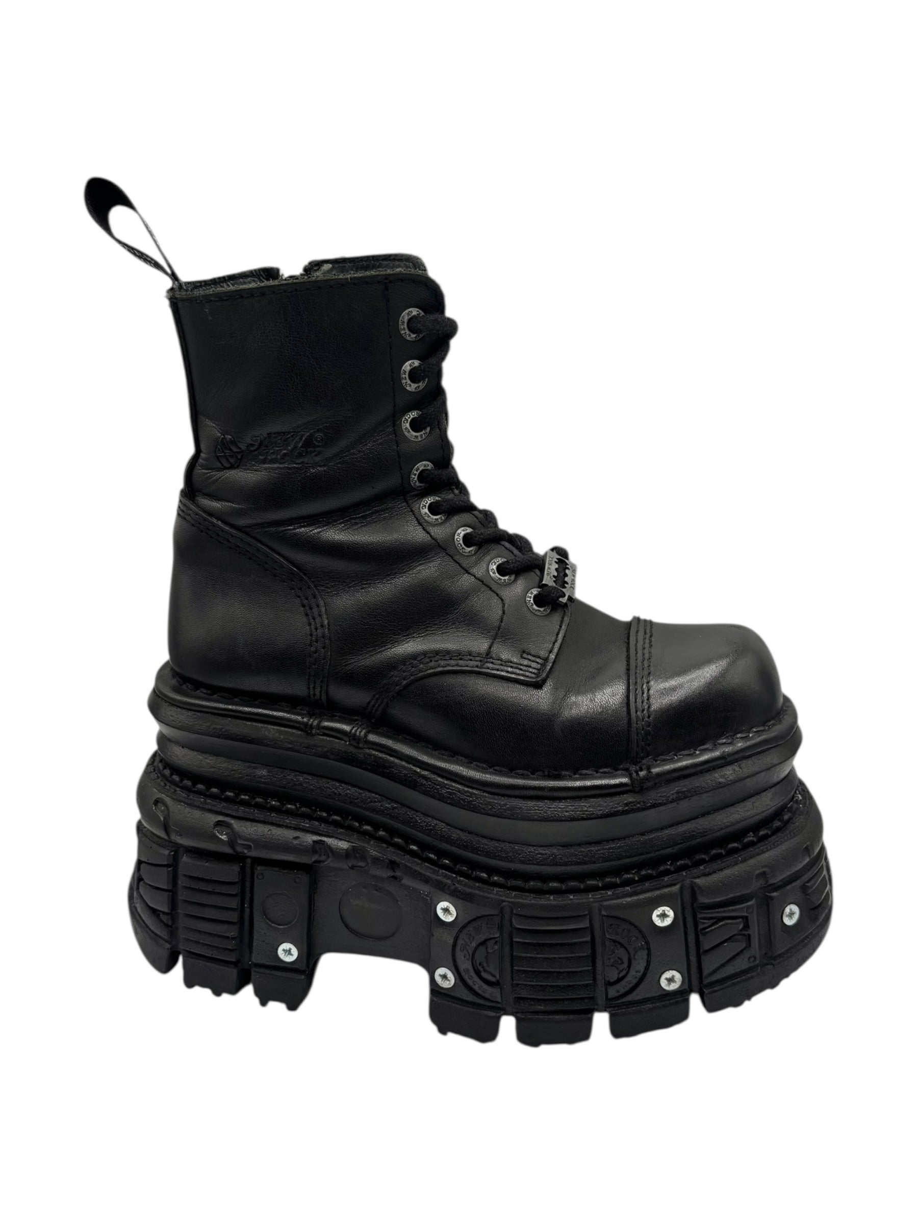 Vintage New Rock mega platform techno leather boots size 36