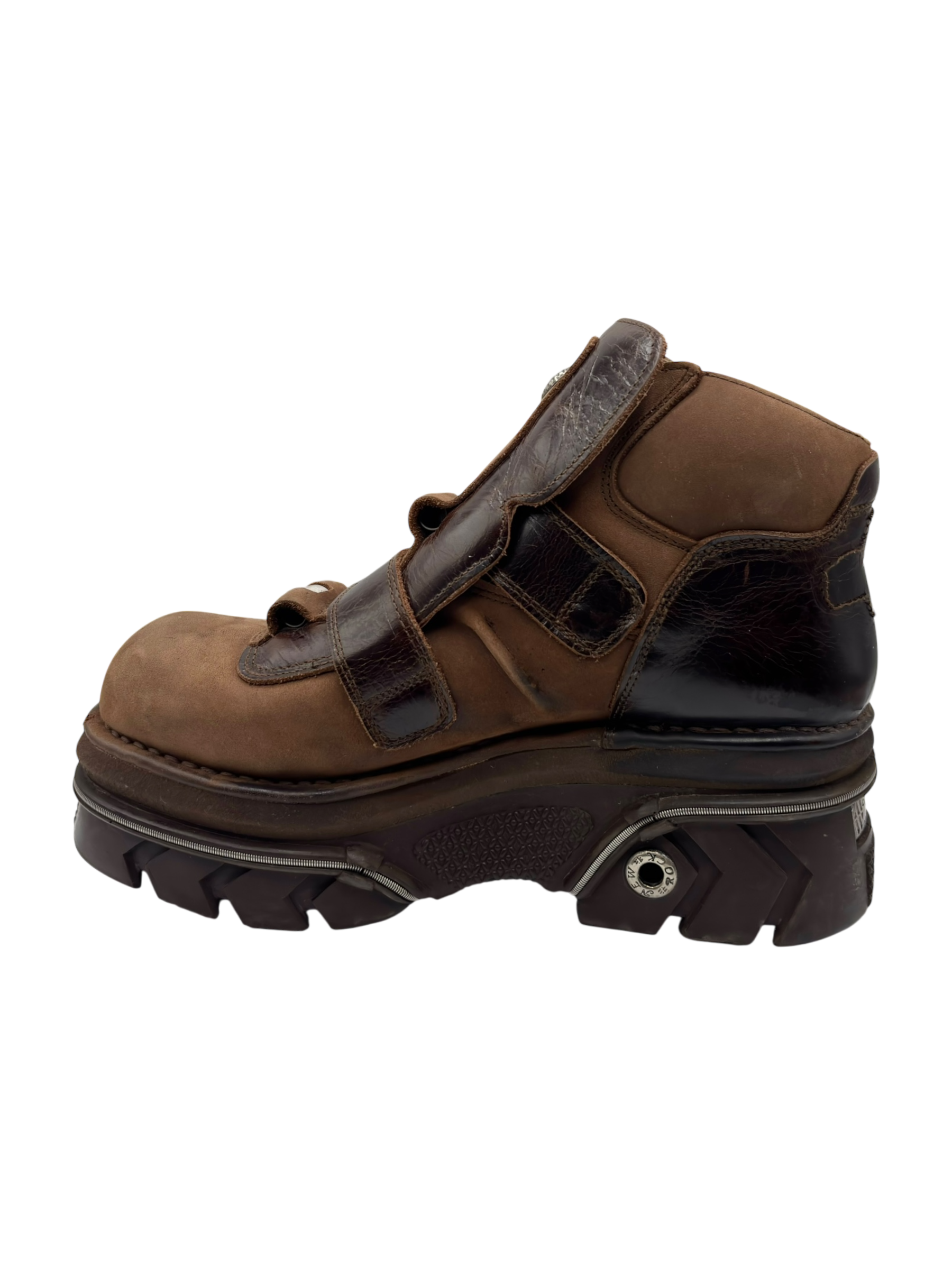 Vintage New Rock brown buckle platform boots size 45