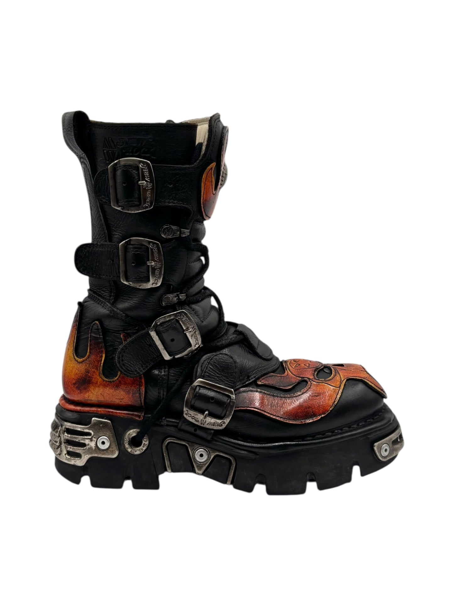 Vintage New Rock mid-calf flame reactor boots size 38