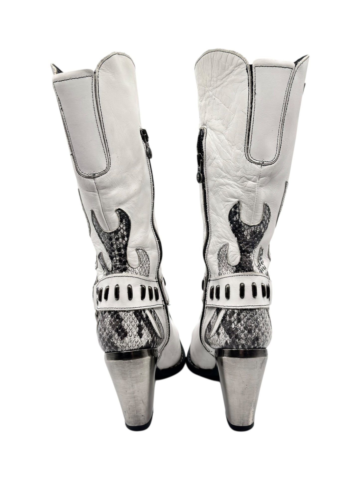 Vintage New Rock pointy white cowboy boots size 38
