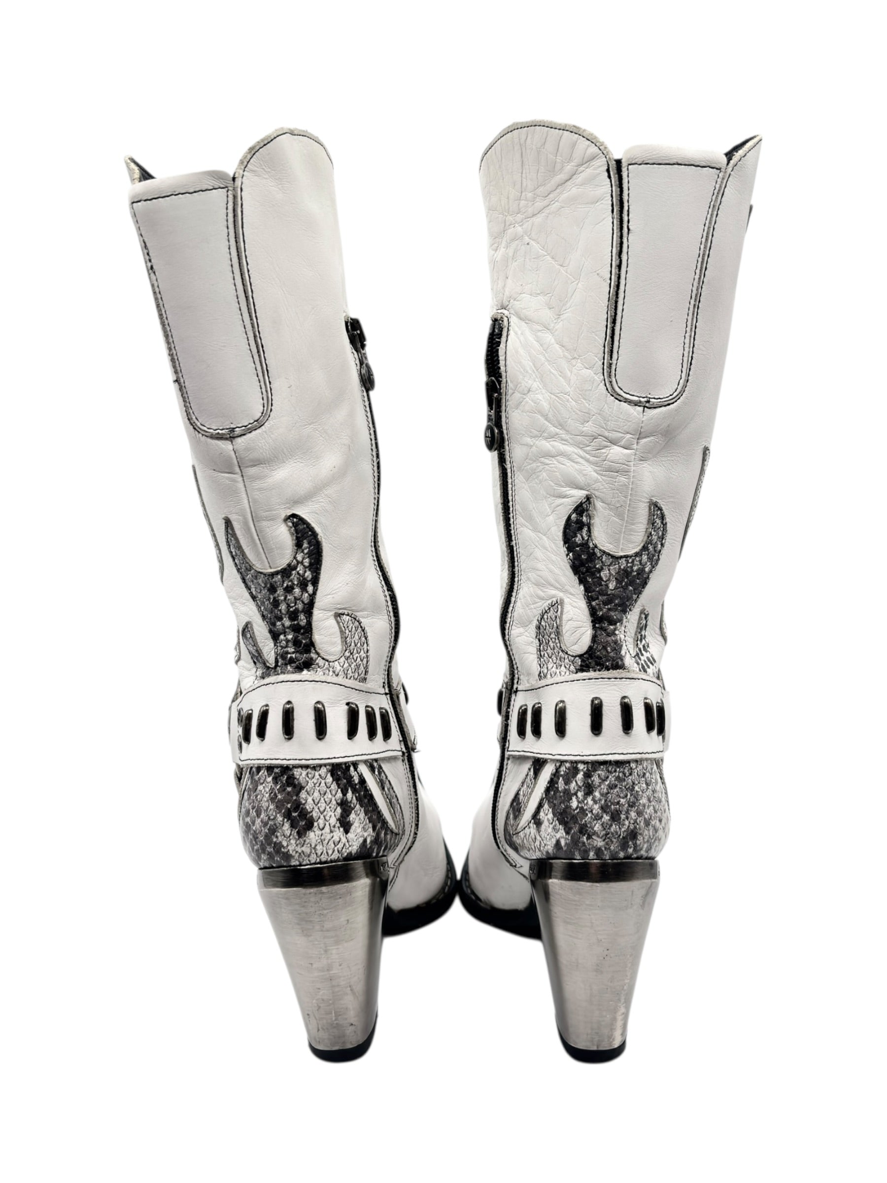 Vintage New Rock pointy white cowboy boots size 38