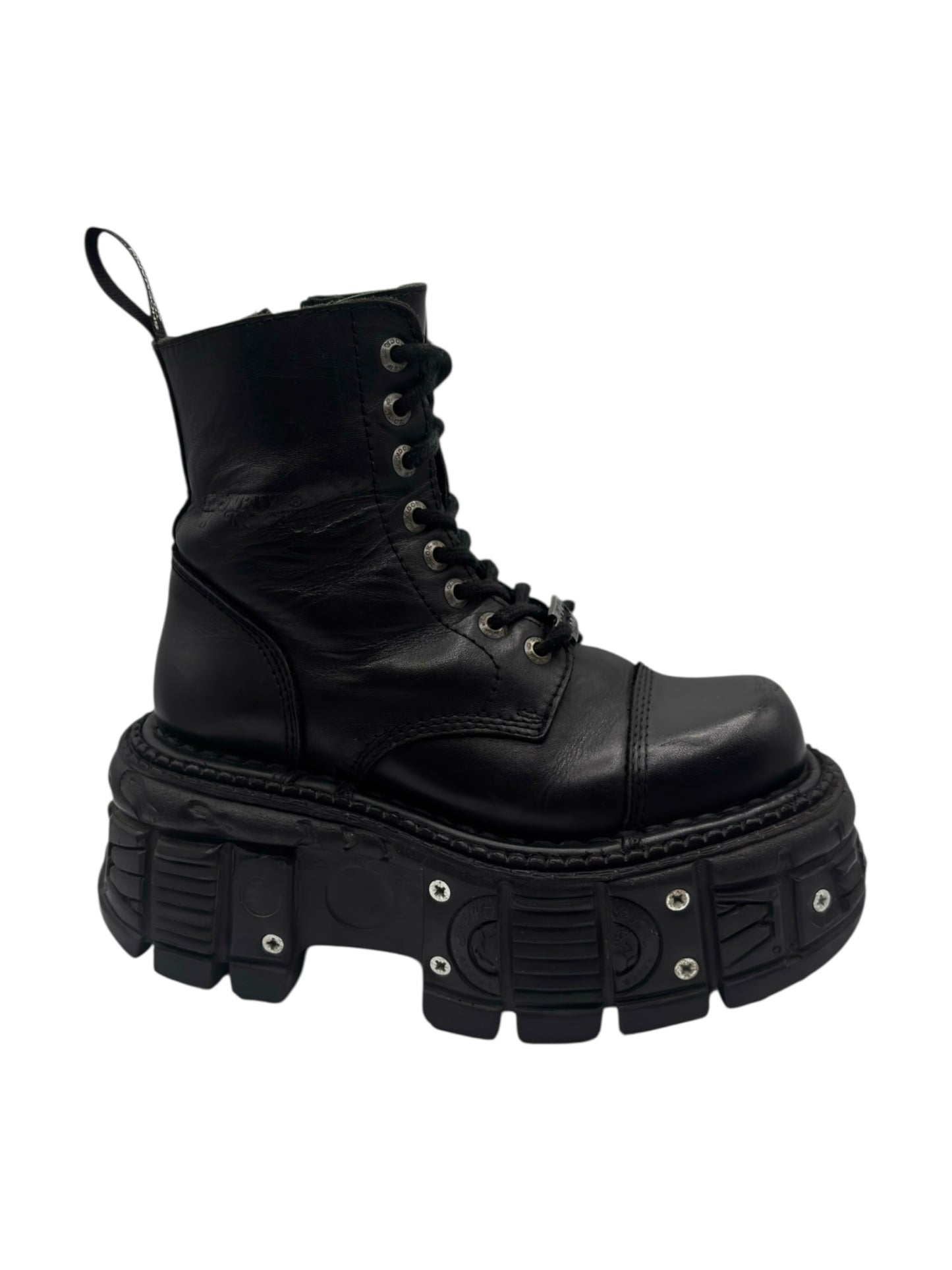 New Rock techno lace-up leather platform boots size 36