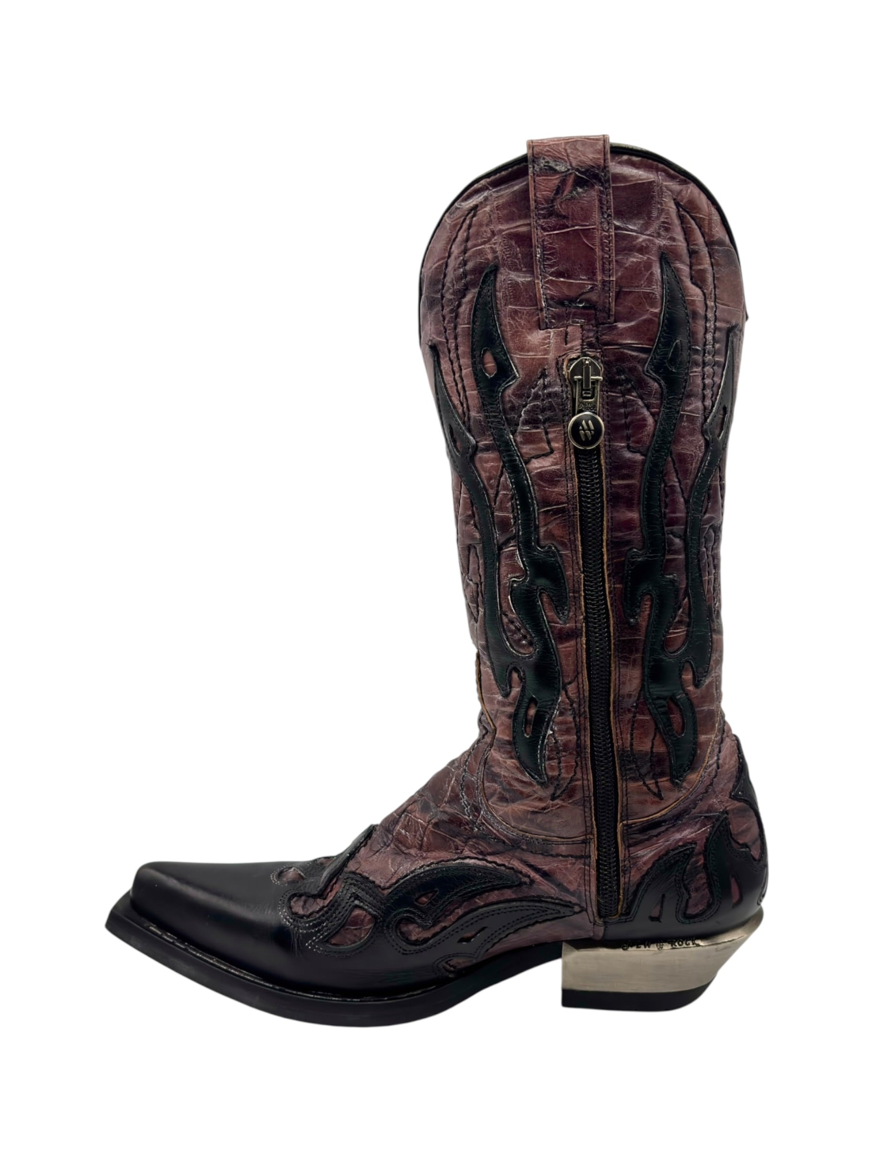 Vintage New Rock purple flame cowboy boots size 37