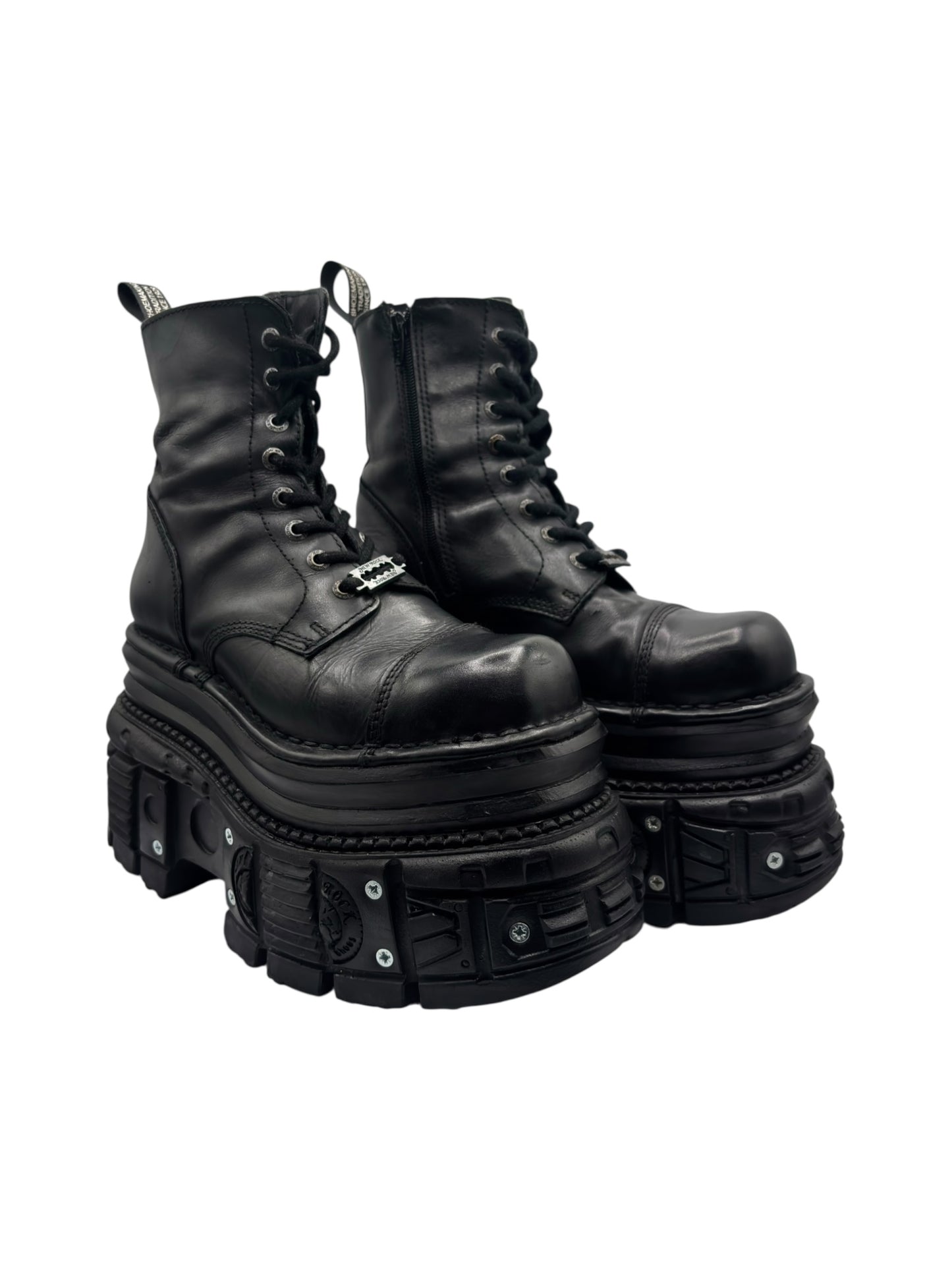 New Rock mega platform techno leather boots