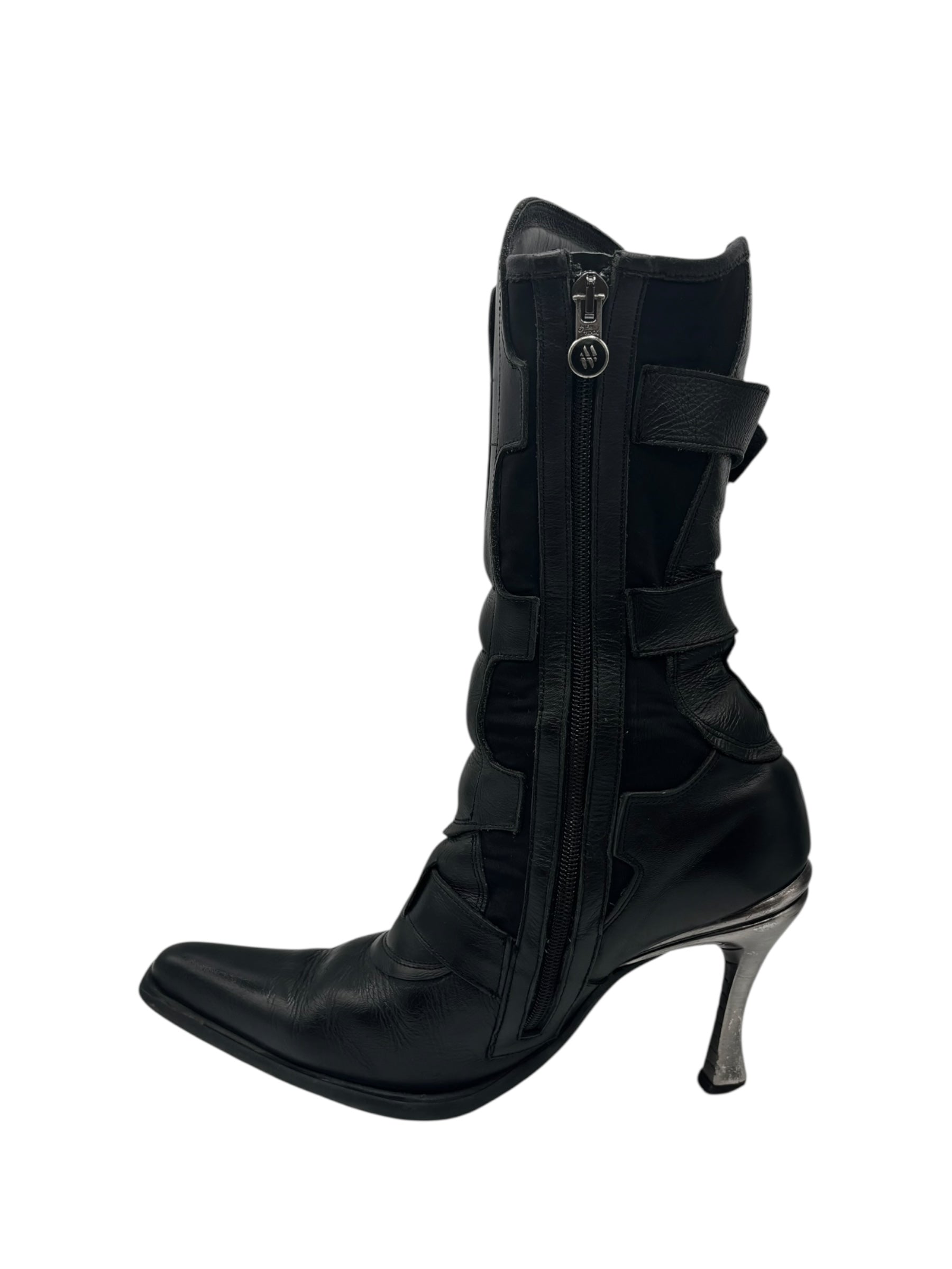 Vintage New Rock pointy biker heels size 40