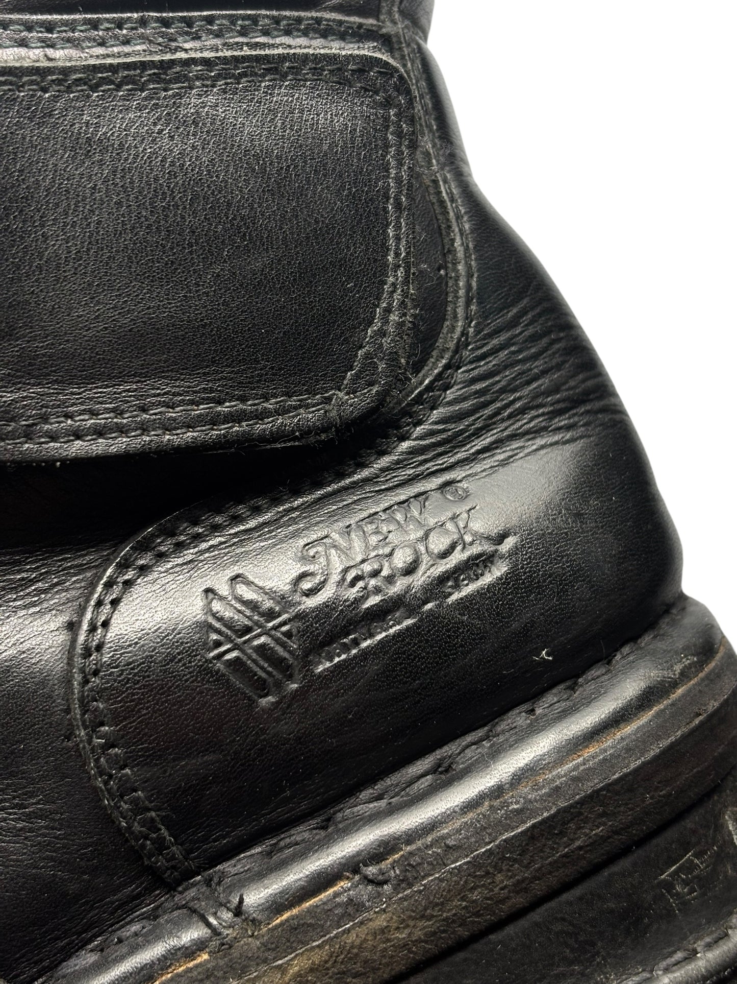 Vintage New Rock raised heel leather boots size 45