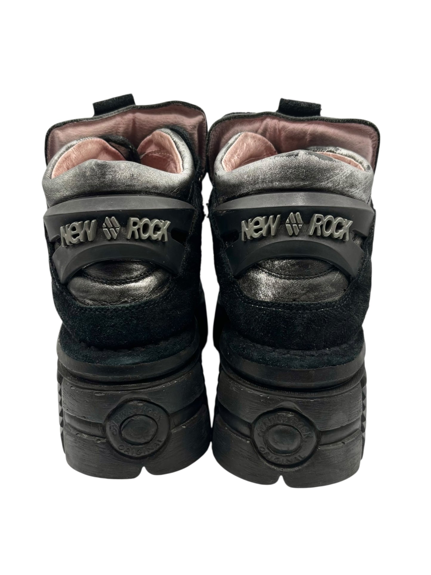 Rare vintage New Rock pink patterned M-106B platform boots size 39