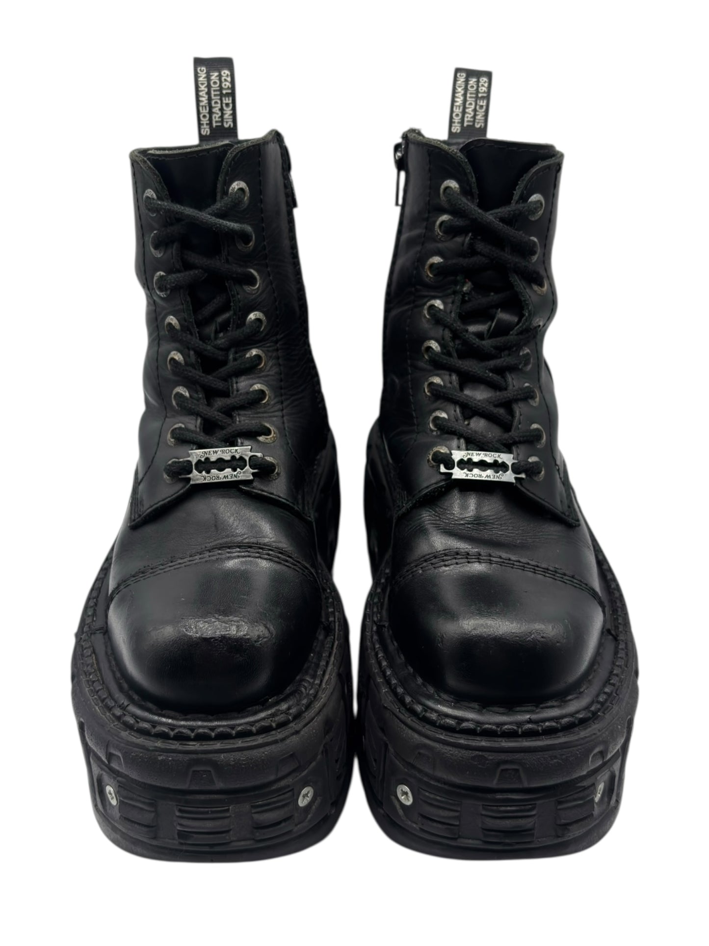 New Rock techno lace-up leather platform boots size 36