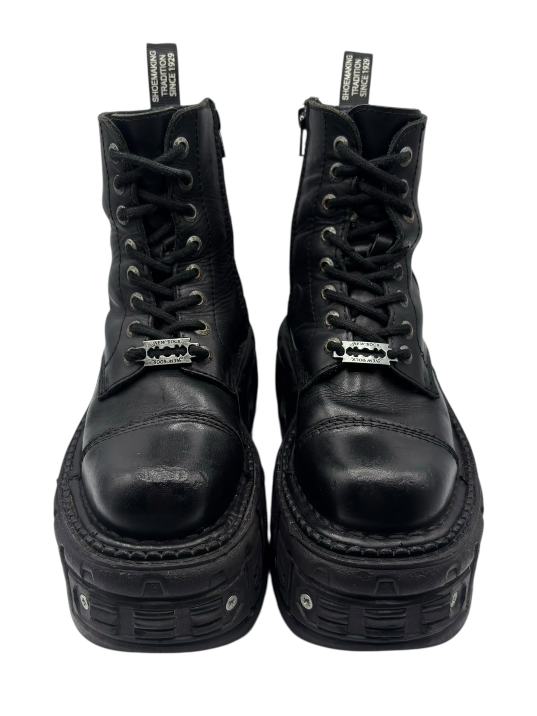 New Rock techno lace-up leather platform boots size 36