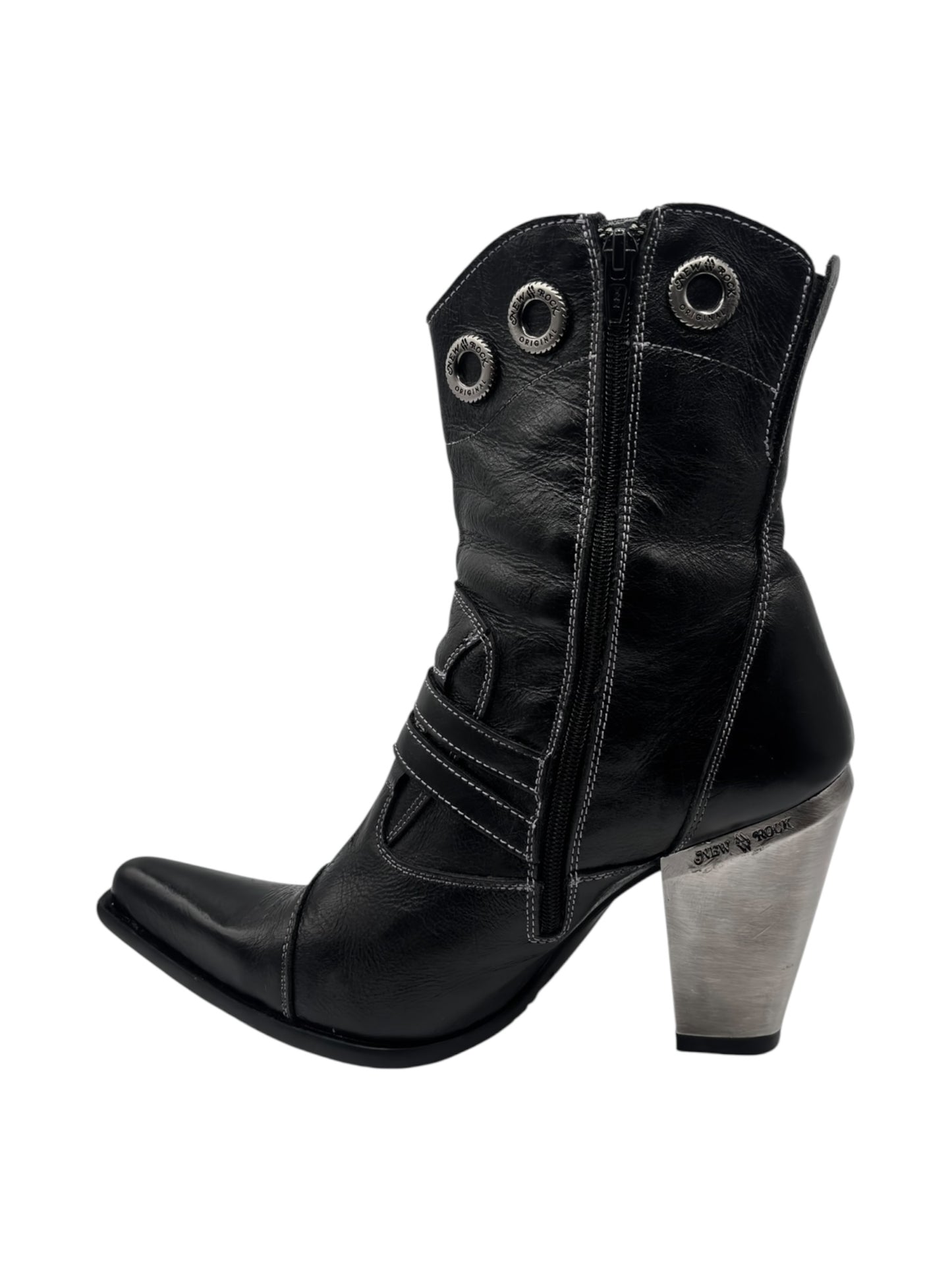 Vintage New Rock leather witch heels size 40