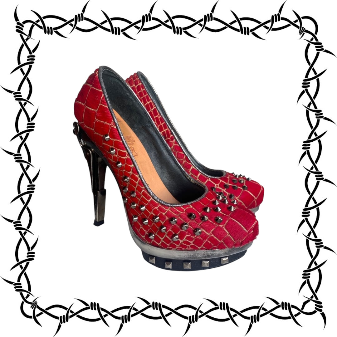 New Rock M-PUNK034 heels in red color size 37