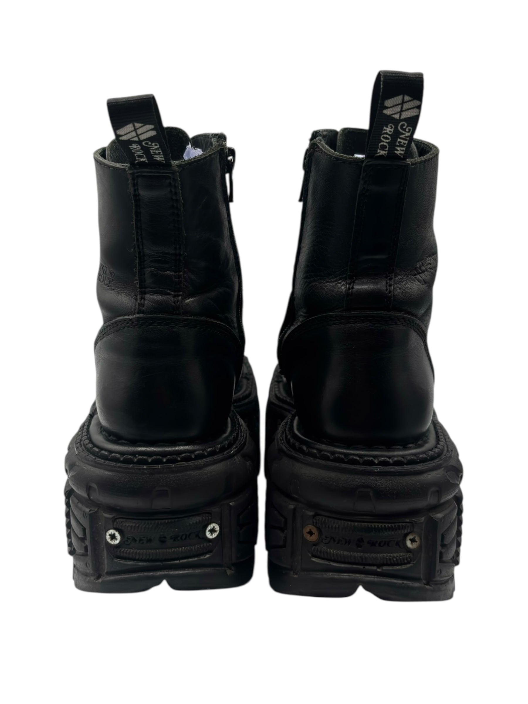 New Rock techno lace-up leather platform boots size 36