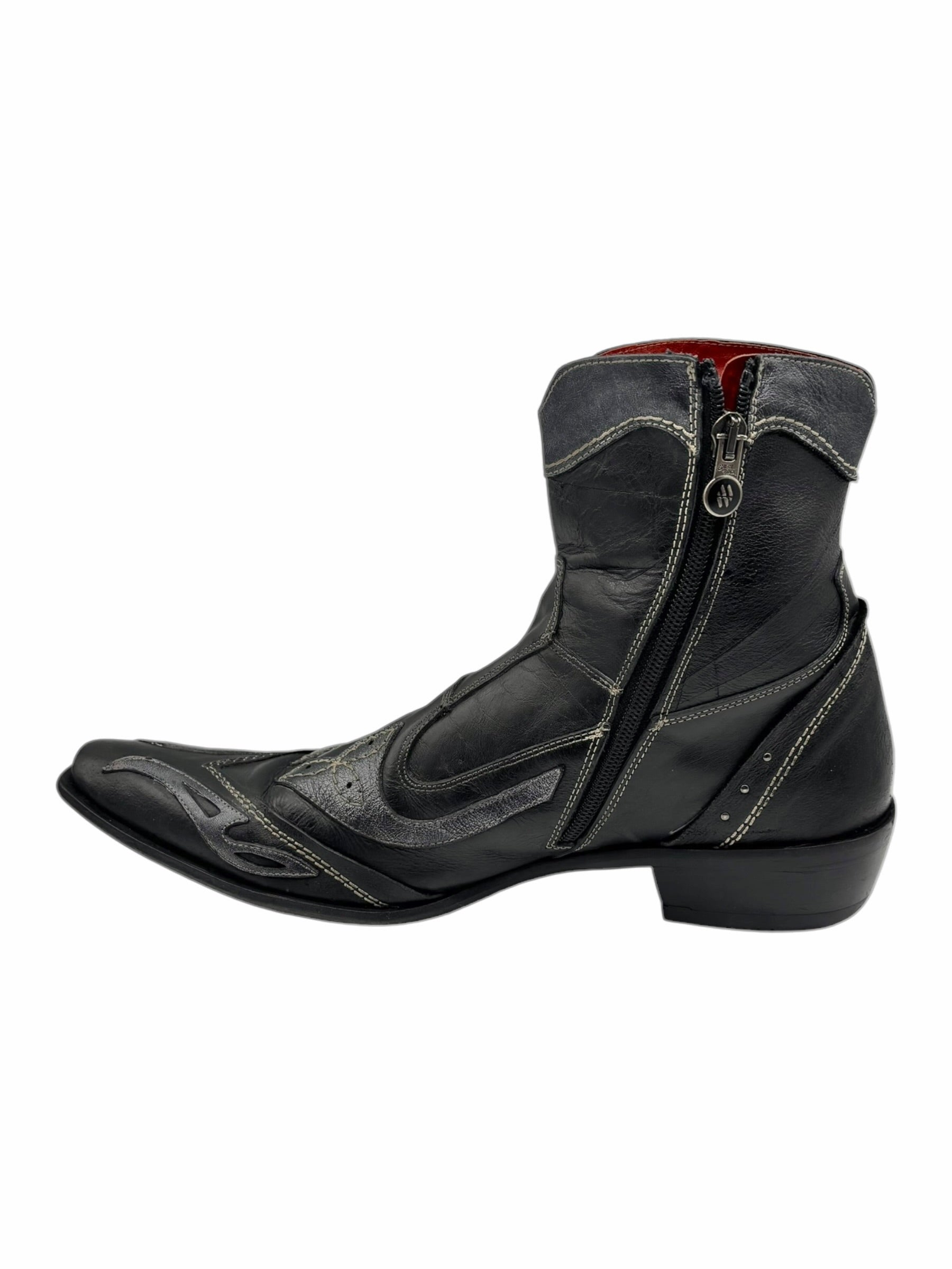 Vintage New Rock black leather cowboy boots size 43