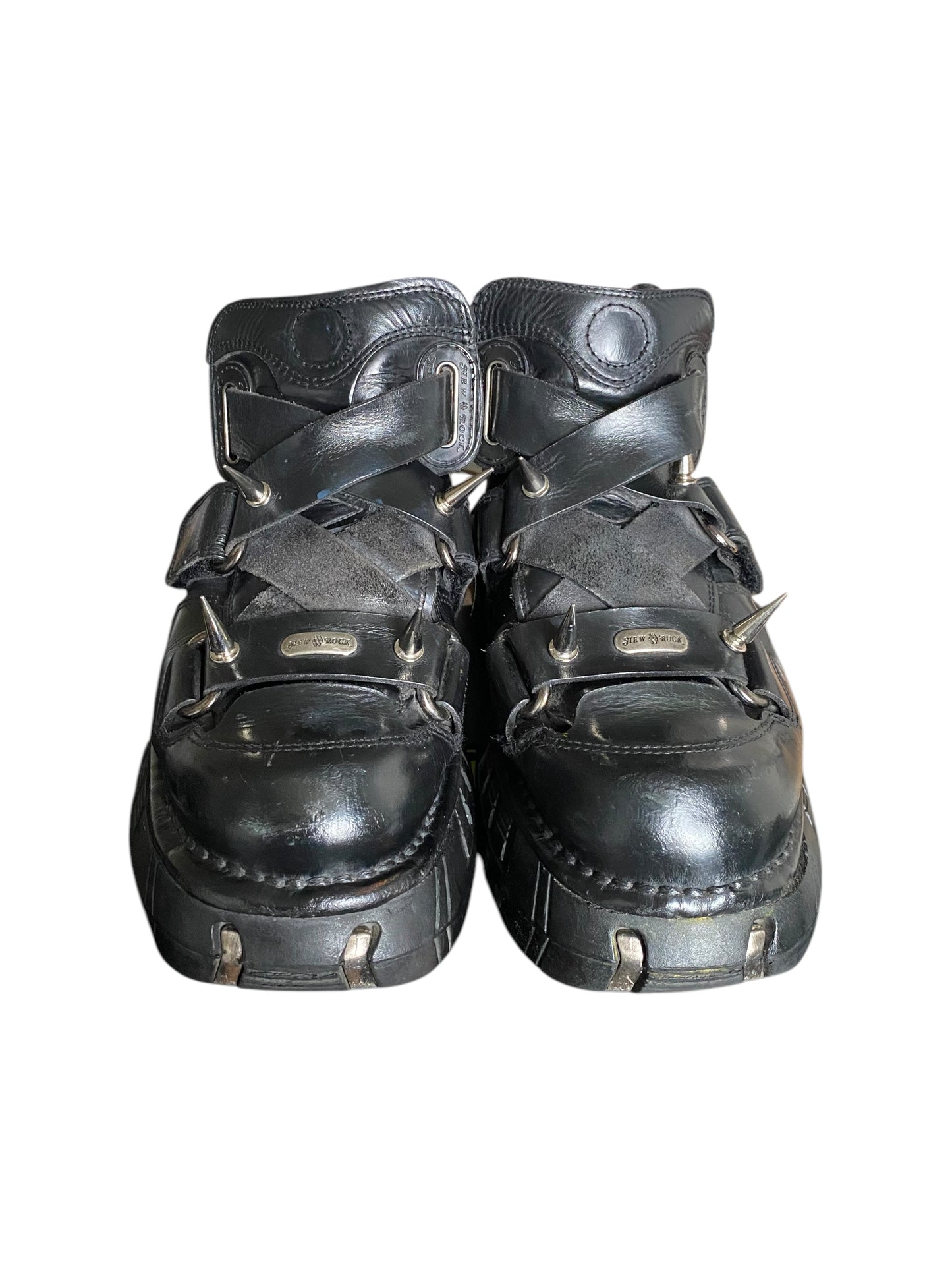 RARE vintage New Rock spiked techno platform boots size 41