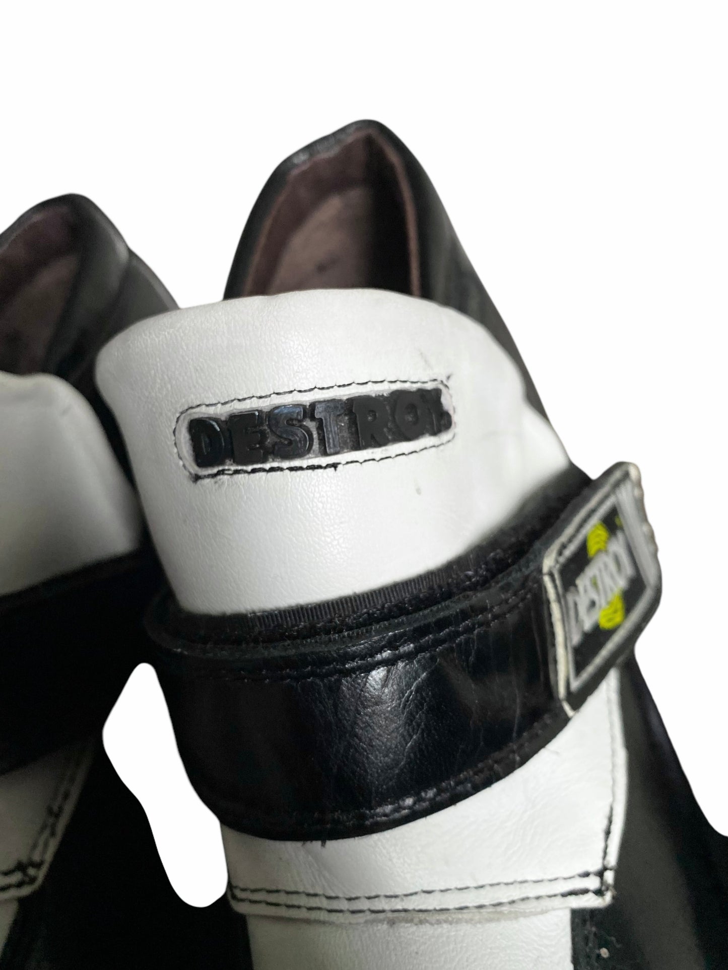 Vintage Destroy black and white leather loafers size 40