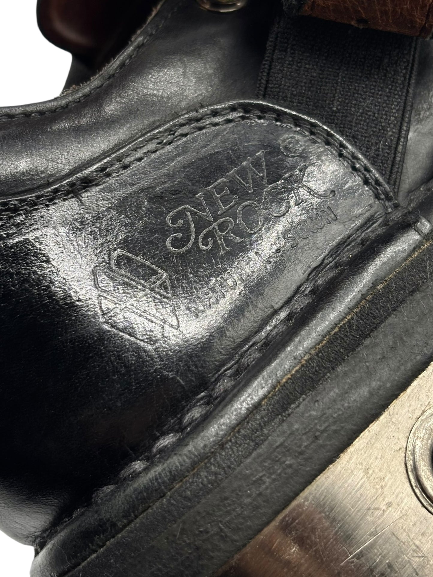 Vintage New Rock buckled raised-heel leather boots