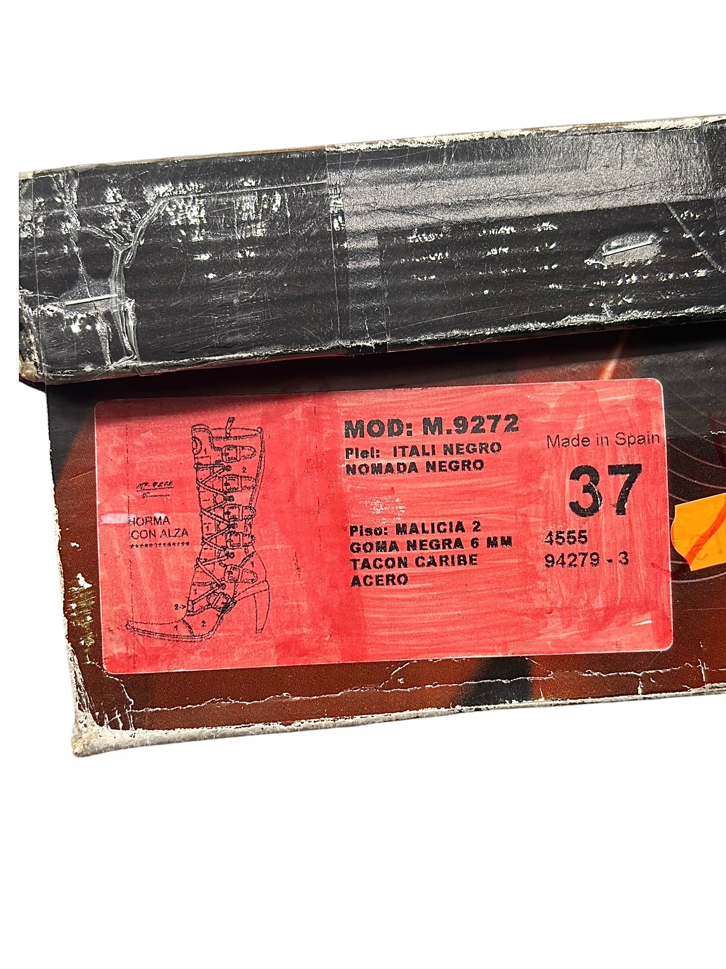 Vintage New Rock knee high leather biker heels size 44