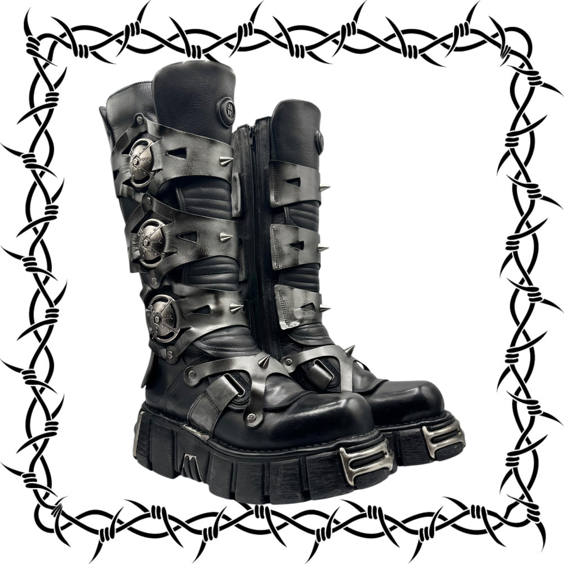 Vintage New Rock M-735-C10 knee high boots size 42