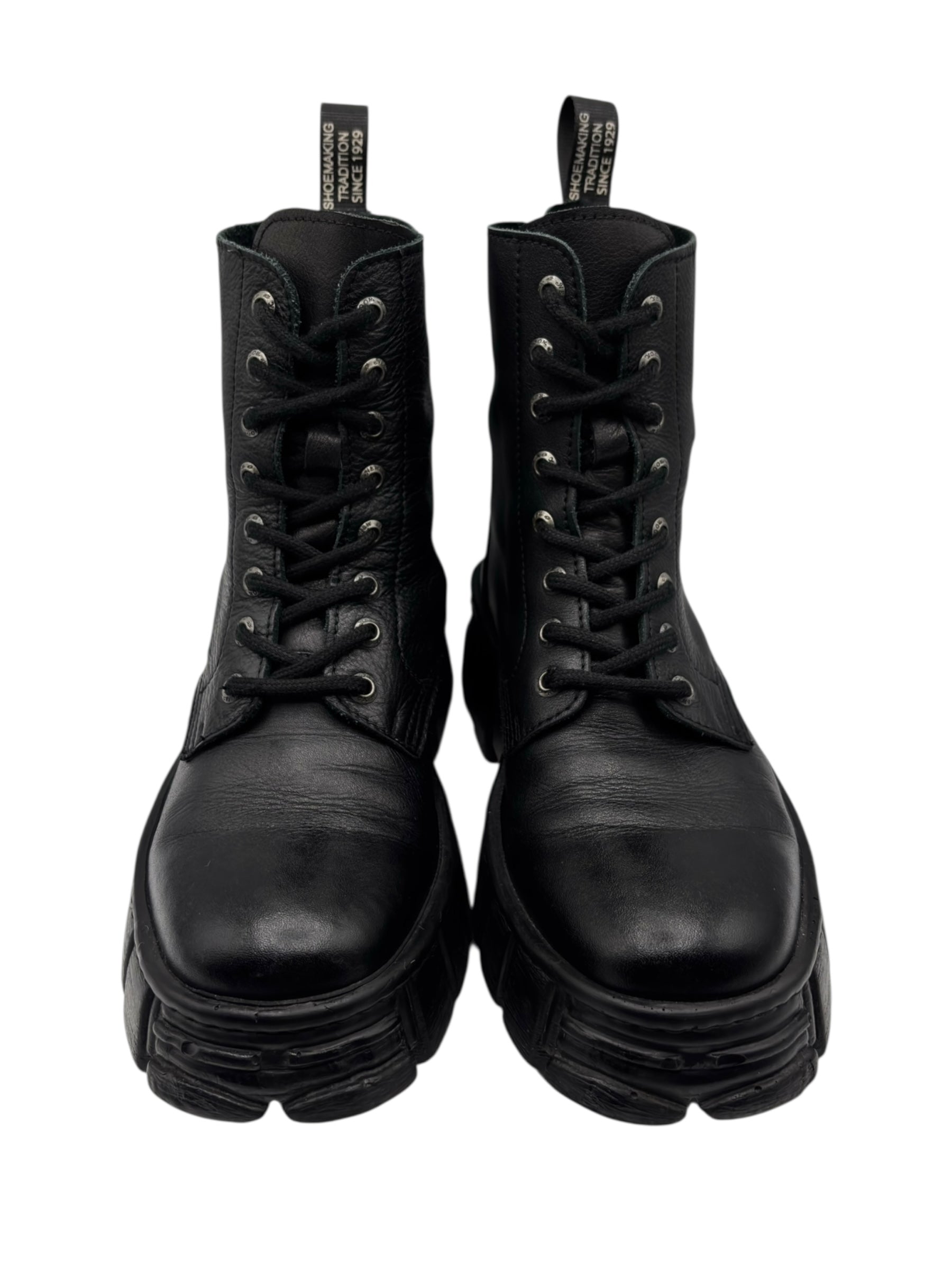 New Rock mili lace-up leather platform boots size 38