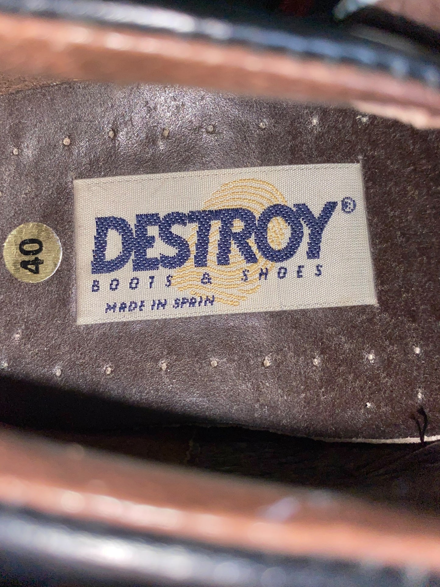 Vintage Destroy black and white leather loafers size 40